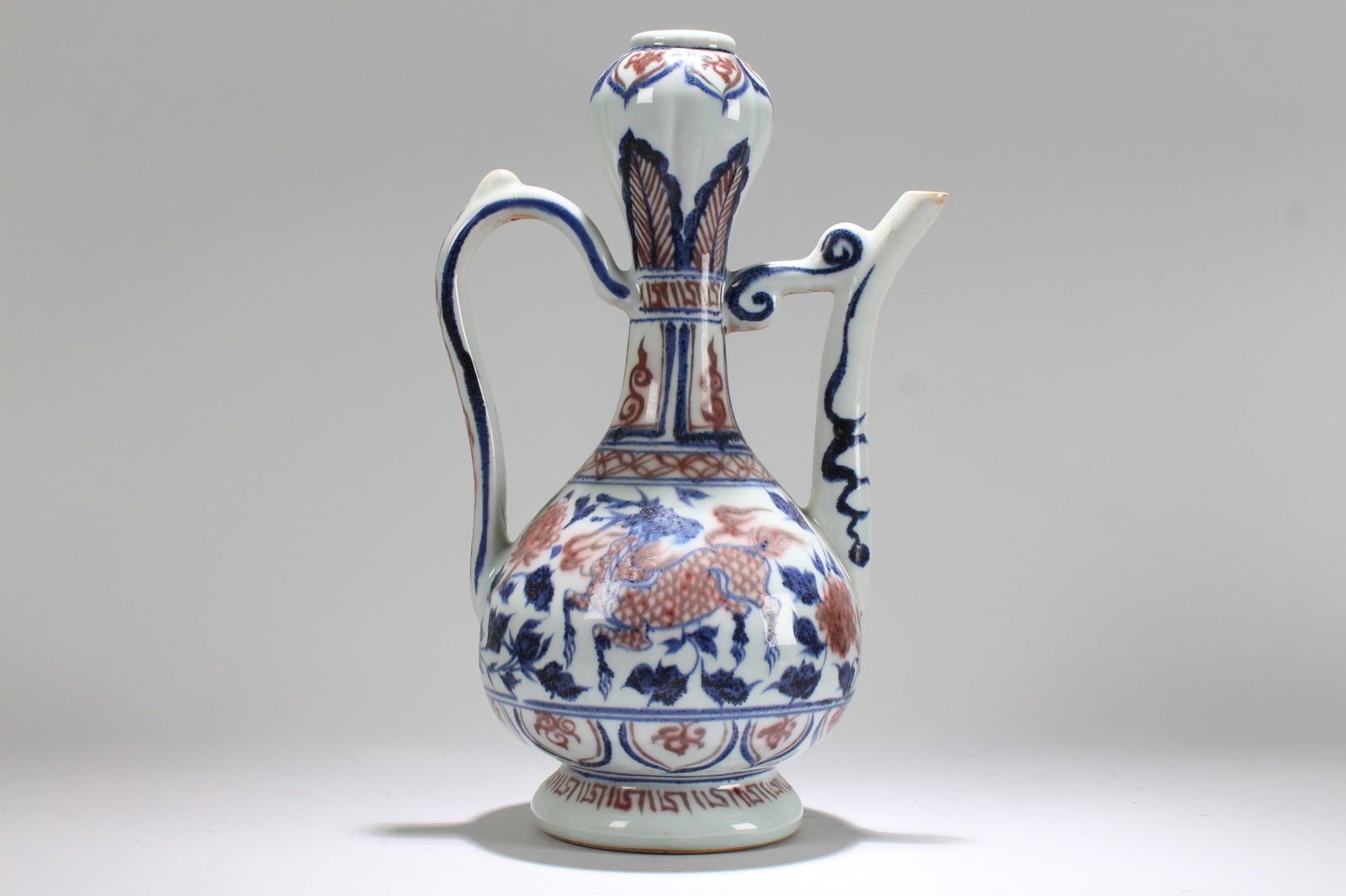 A Chinese Lidded Myth-beast Fortune Porcelain Ewer (1 of 5)