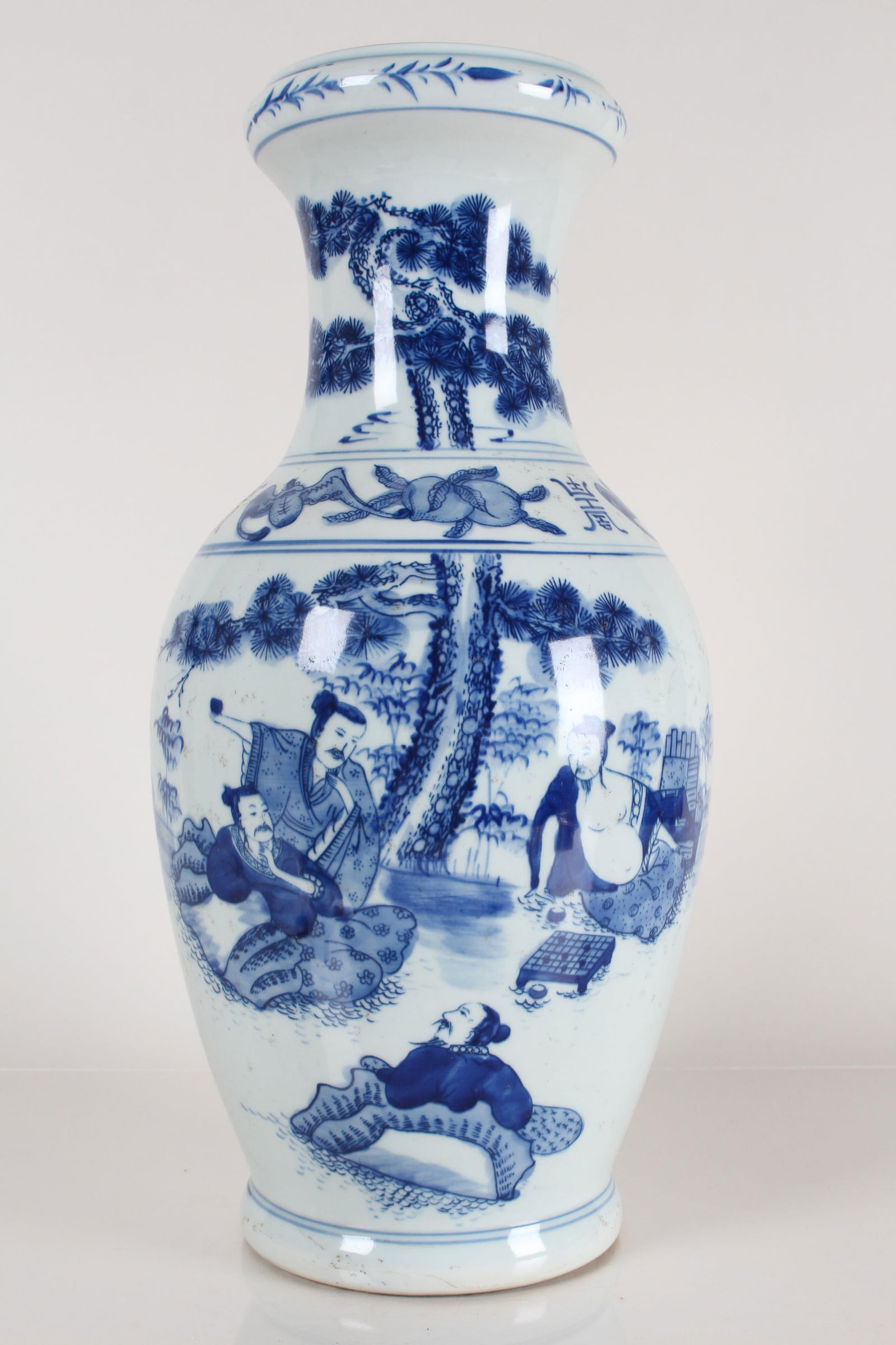 A Chinese Detailed Story-telling Blue and White Porcelain Fortune Vase: A Chinese Detailed Story-telling Blue and White Porcelain Fortune Vase . Height: 15.5 (inch).