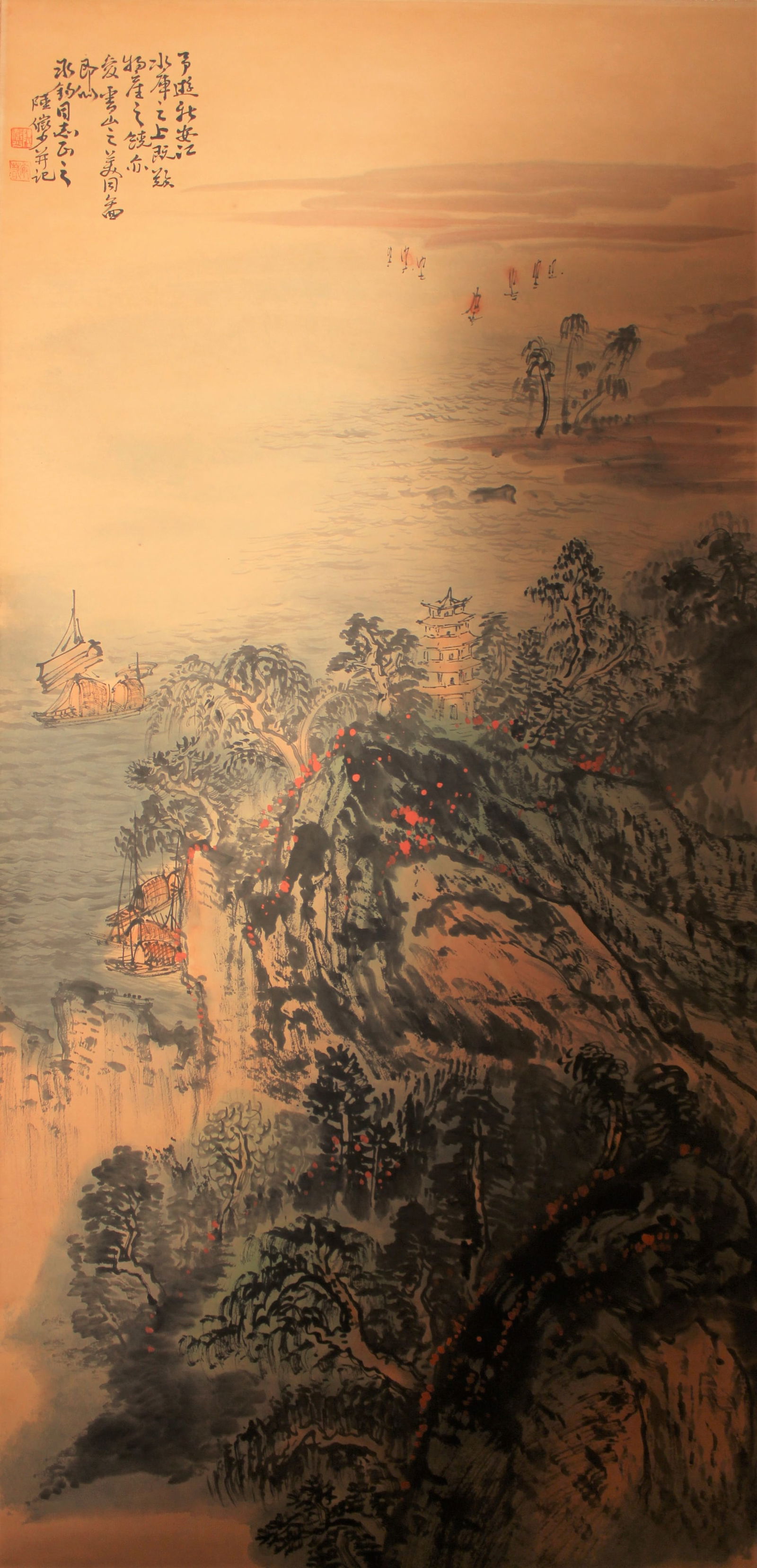 A Chinese Poetry-framing Fortune Scroll: A Chinese Poetry-framing Fortune Scroll . Length: 54 (inch). Width: 26 (inch).