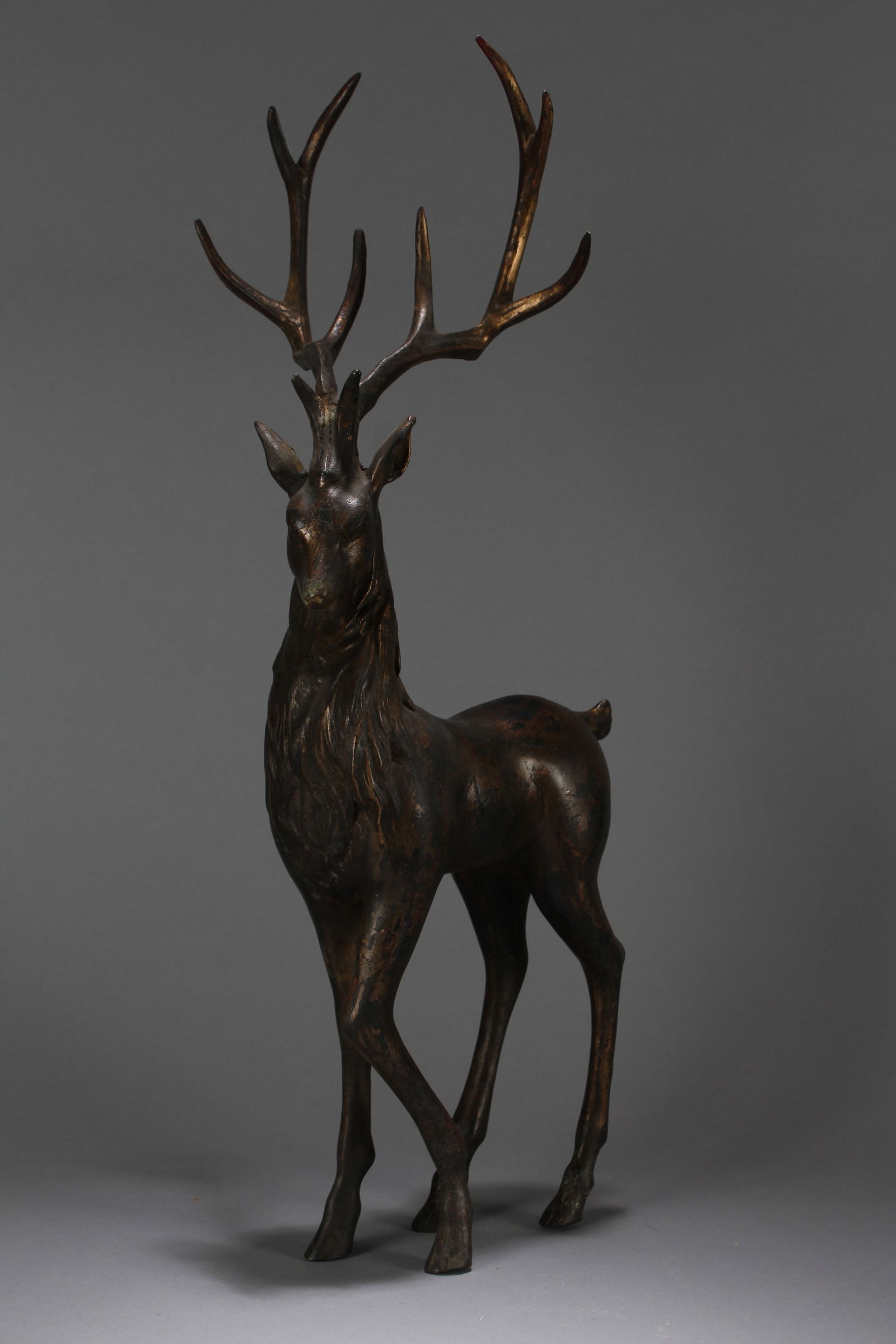 A Chinese Massive Vividly-detailed Deer-portrait Statue: A Chinese Massive Vividly-detailed Deer-portrait Statue. Height: 21 (inch). Length: 8 (inch). Width: 3 (inch).