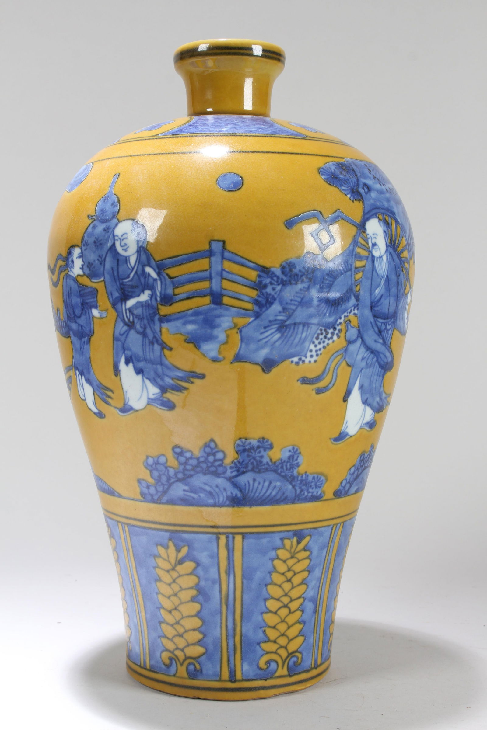 A Chinese Yellow Story-telling Fortune Porcelain Vase (1 of 5)