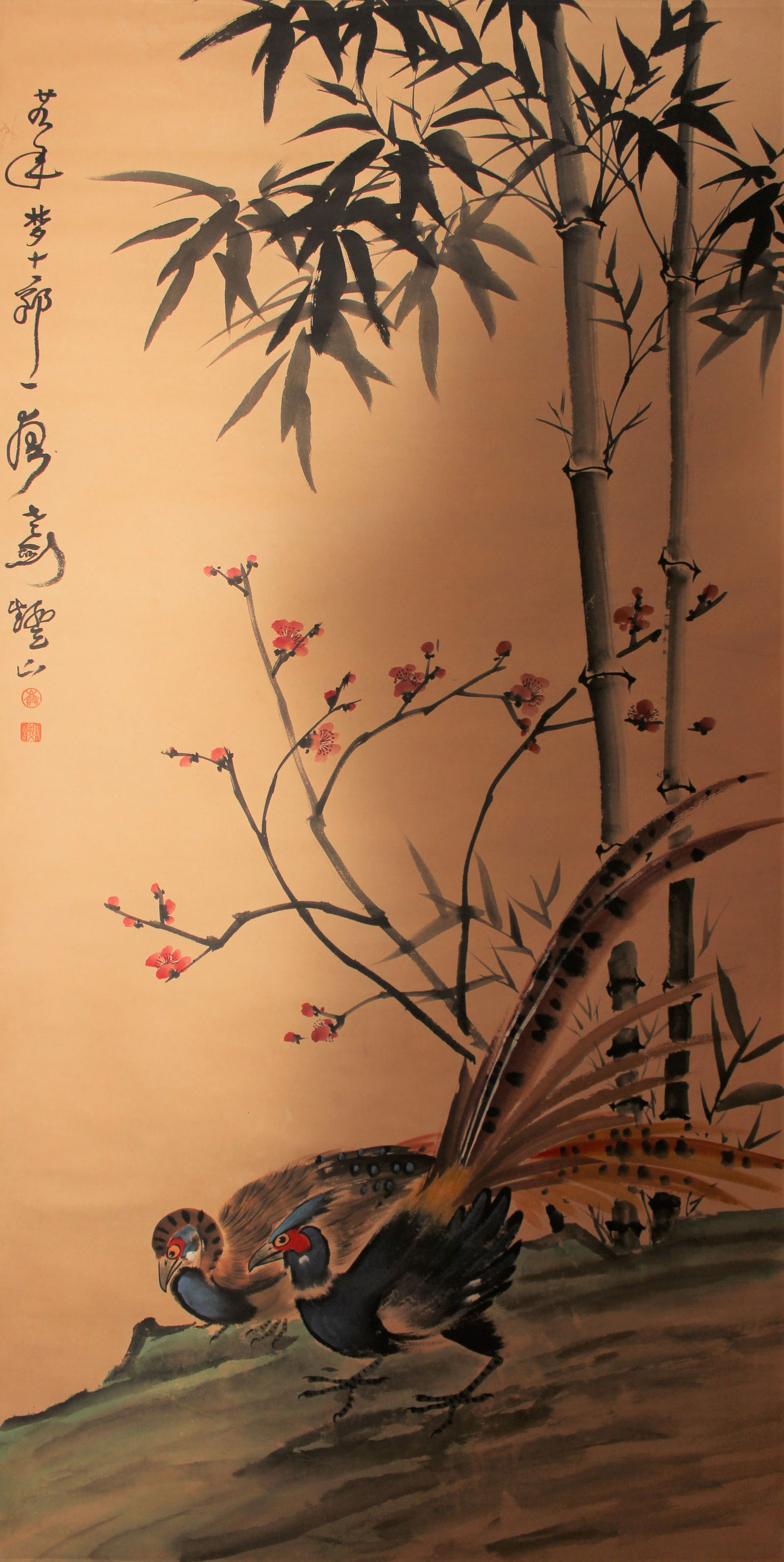 A Chinese Bamboo-fortune Poetry-framing Fortune Scroll: A Chinese Bamboo-fortune Poetry-framing Fortune Scroll. Length: 53 (inch). Width: 27 (inch).
