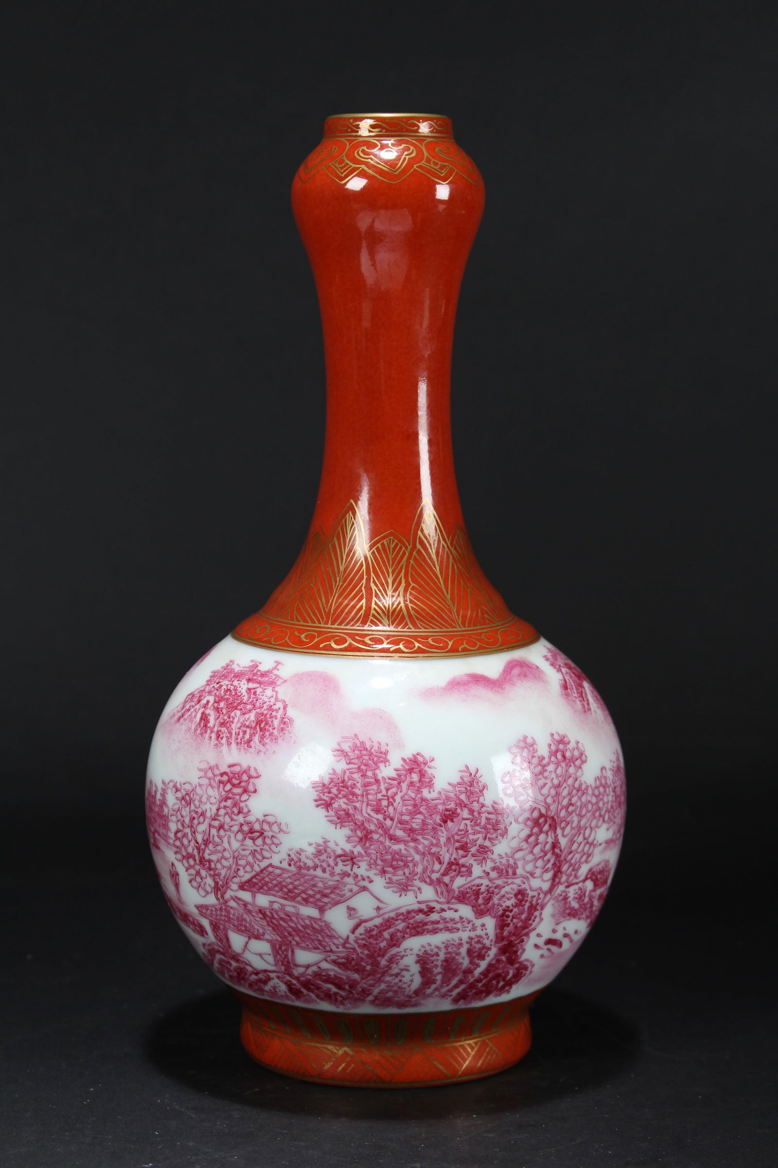 A Chinese Pink-coding Nature-sceen Porcelain Fortune Vase: A Chinese Pink-coding Nature-sceen Porcelain Fortune Vase. Height: 10.25 (inch). Opening Diameter: 1 (inch).