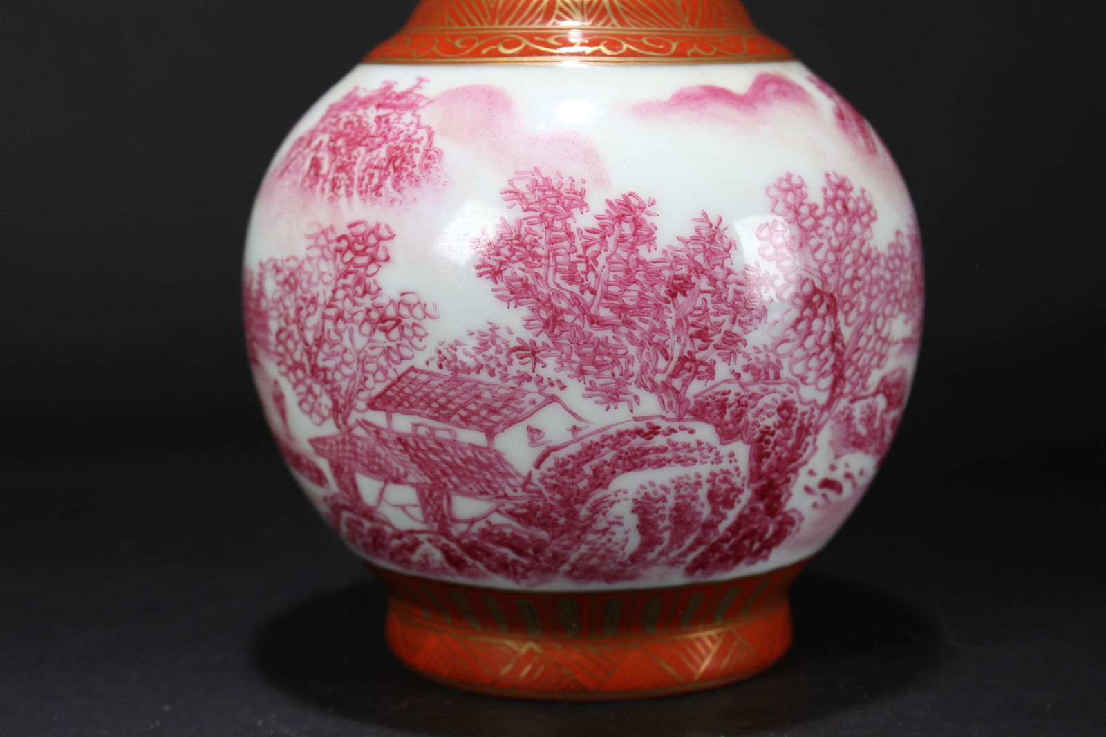 A Chinese Pink-coding Nature-sceen Porcelain Fortune Vase - 2