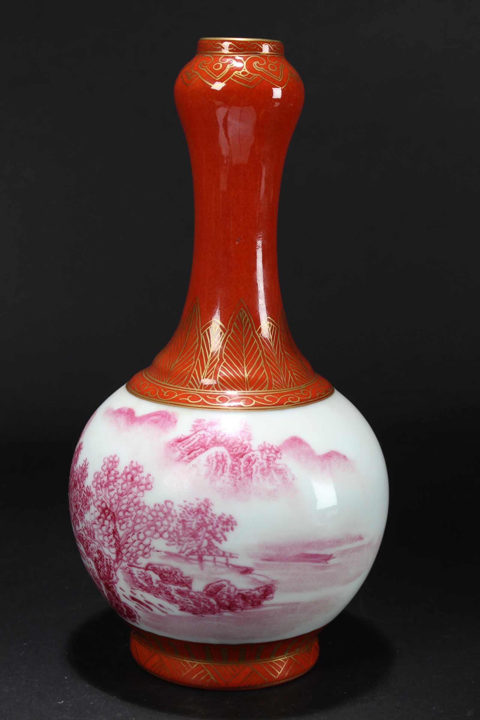 A Chinese Pink-coding Nature-sceen Porcelain Fortune Vase - 6