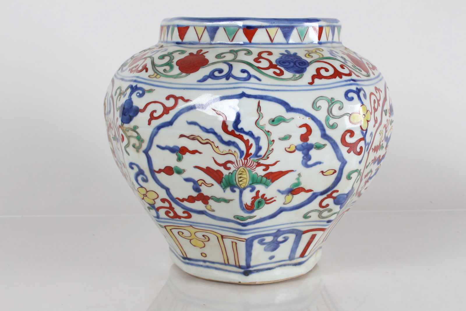 A Chinese Ancient-framing Porcelain Fortune Vase: A Chinese Ancient-framing Porcelain Fortune Vase . Height: 8 (inch). Opening Diameter: 9 (inch).