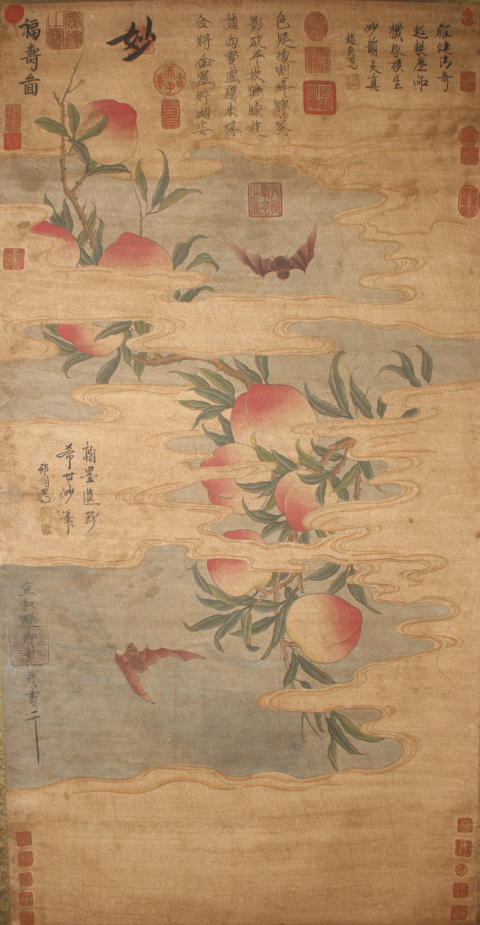 A Chinese Vividly-detailed Longlife-fortune Fortune Scroll: A Chinese Vividly-detailed Longlife-fortune Fortune Scroll. Height : 52 (inch). Width : 27 (inch).