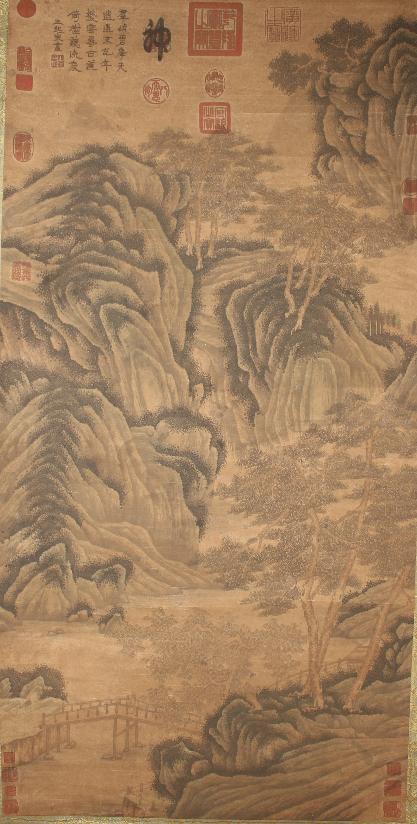 A Chinese Vividly-detailed Mountain-view Fortune Scroll (1 of 6)