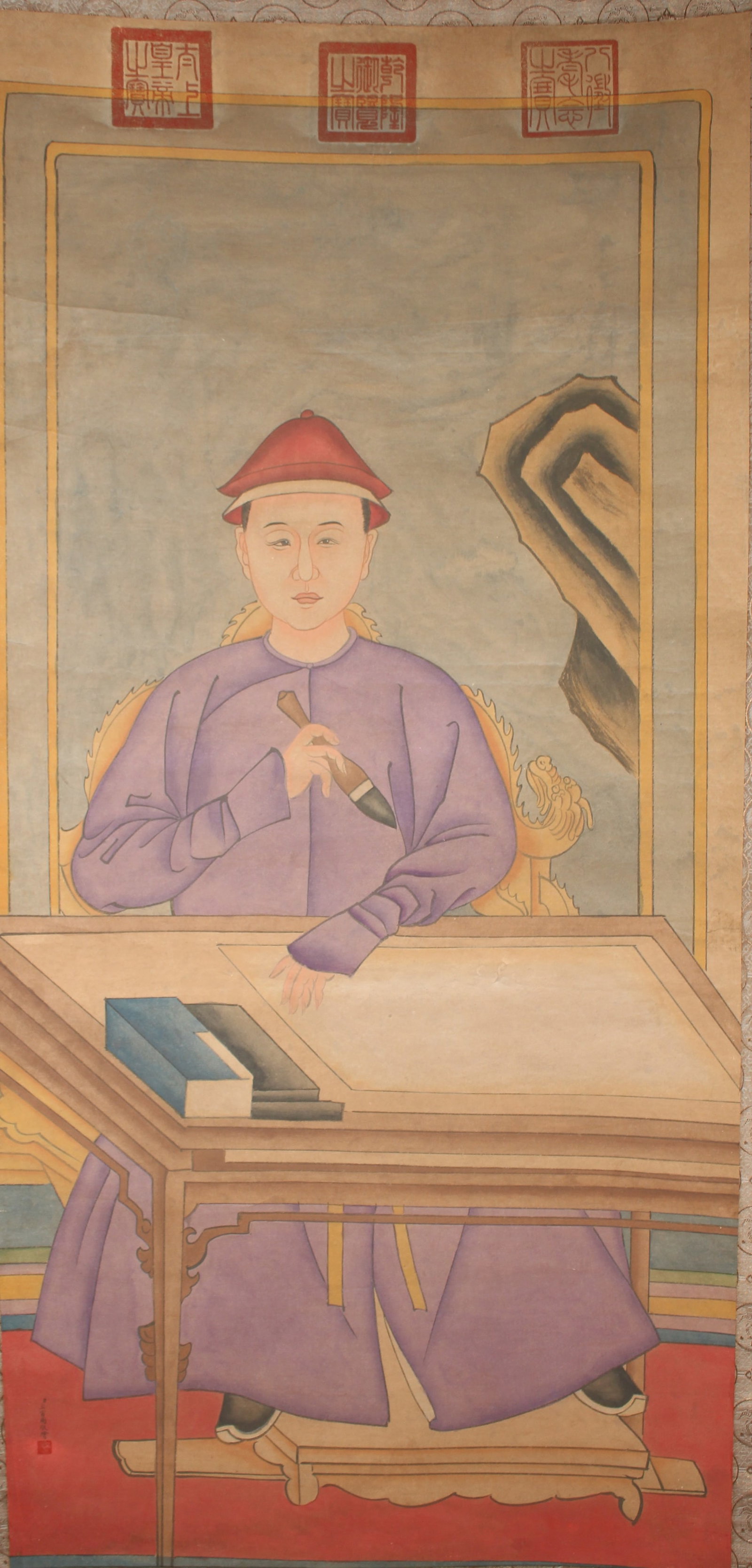 A Chinese Anicent-framing Vividly-detailed Portrait Fortune Scroll A Chinese (1 of 5)