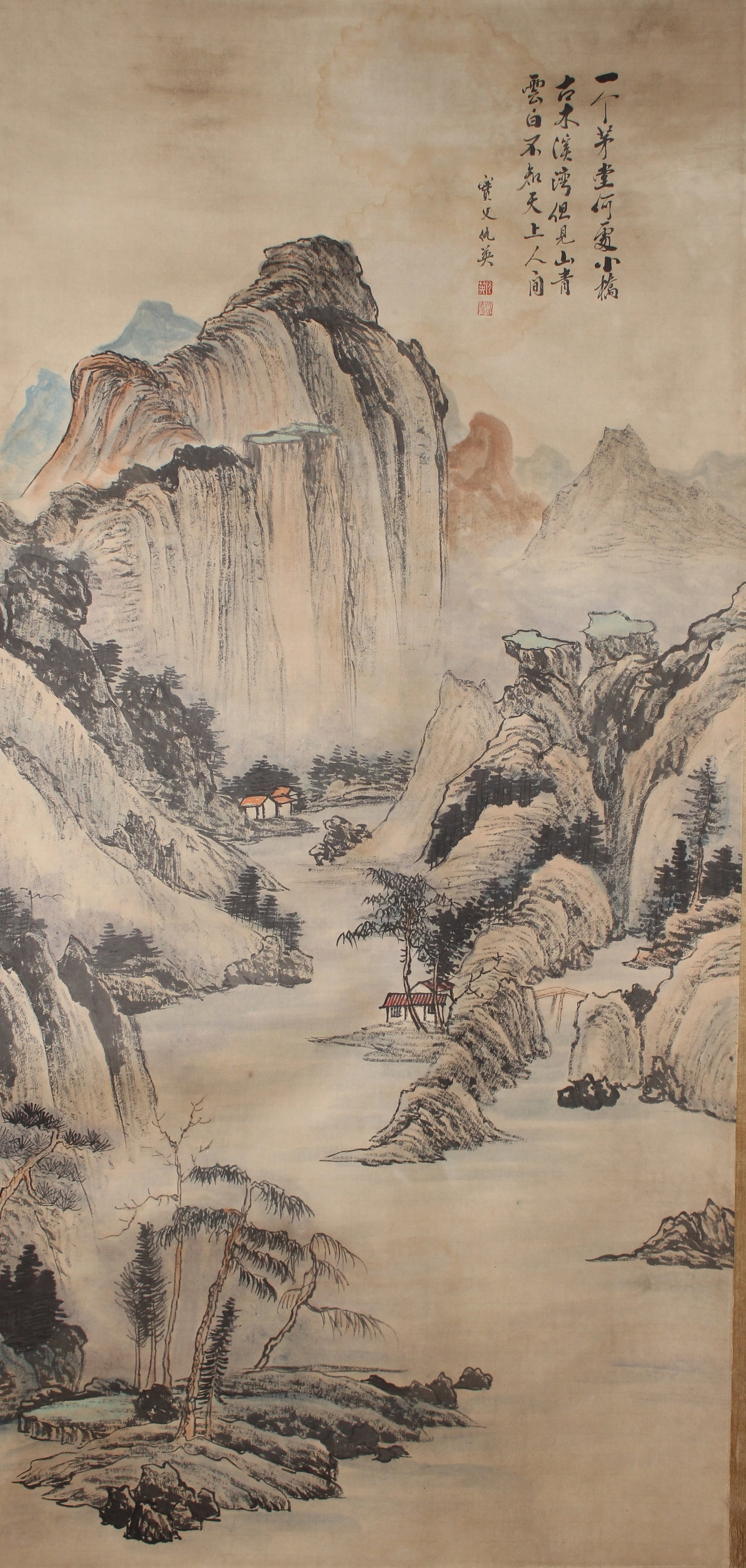 A Chinese Story-telling Religious Fortune Scroll: A Chinese Story-telling Religious Fortune Scroll. Height : 50 (inch). Width : 25 (inch).