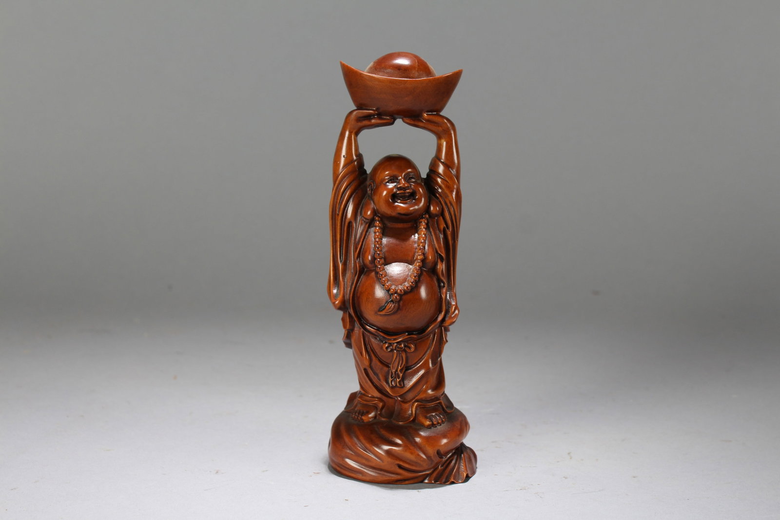 A Chinese Happy-buuhda Fortune Statue: A Chinese Happy-buuhda Fortune Statue. Height : 7 (inch). Width : 2.5 (inch).
