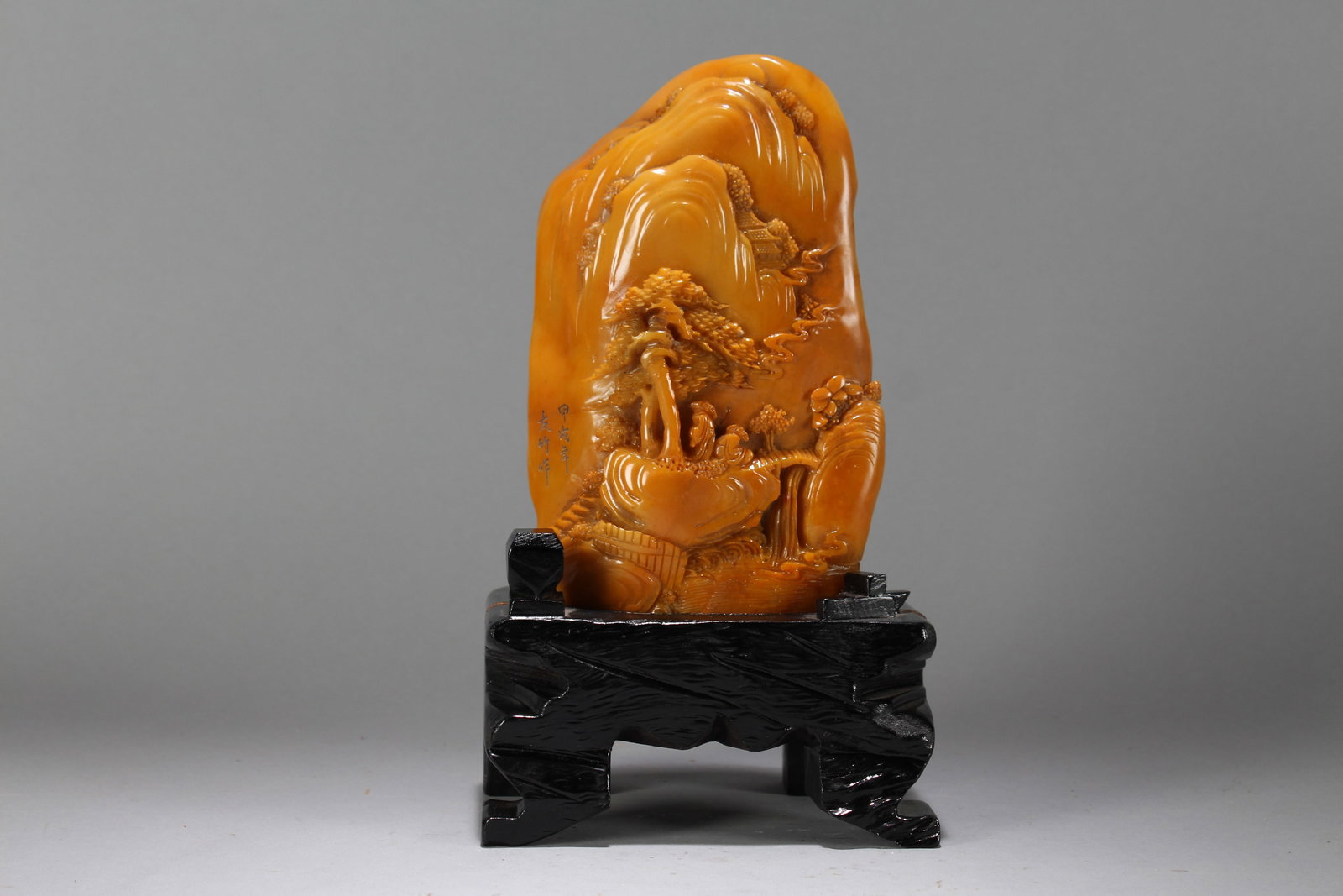 A Chinese Vividly-detailed Fortune Soapstone: A Chinese Vividly-detailed Fortune Soapstone. Height : 10.25 (inch). Width : 6 (inch). Length : 5 (inch).