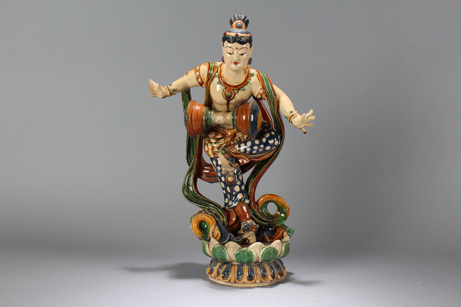 A Chinese Religious Fortune Buddha Statue: A Chinese Religious Fortune Buddha Statue. Height : 16 (inch). Width : 9.5 (inch). Length : 4 (inch).