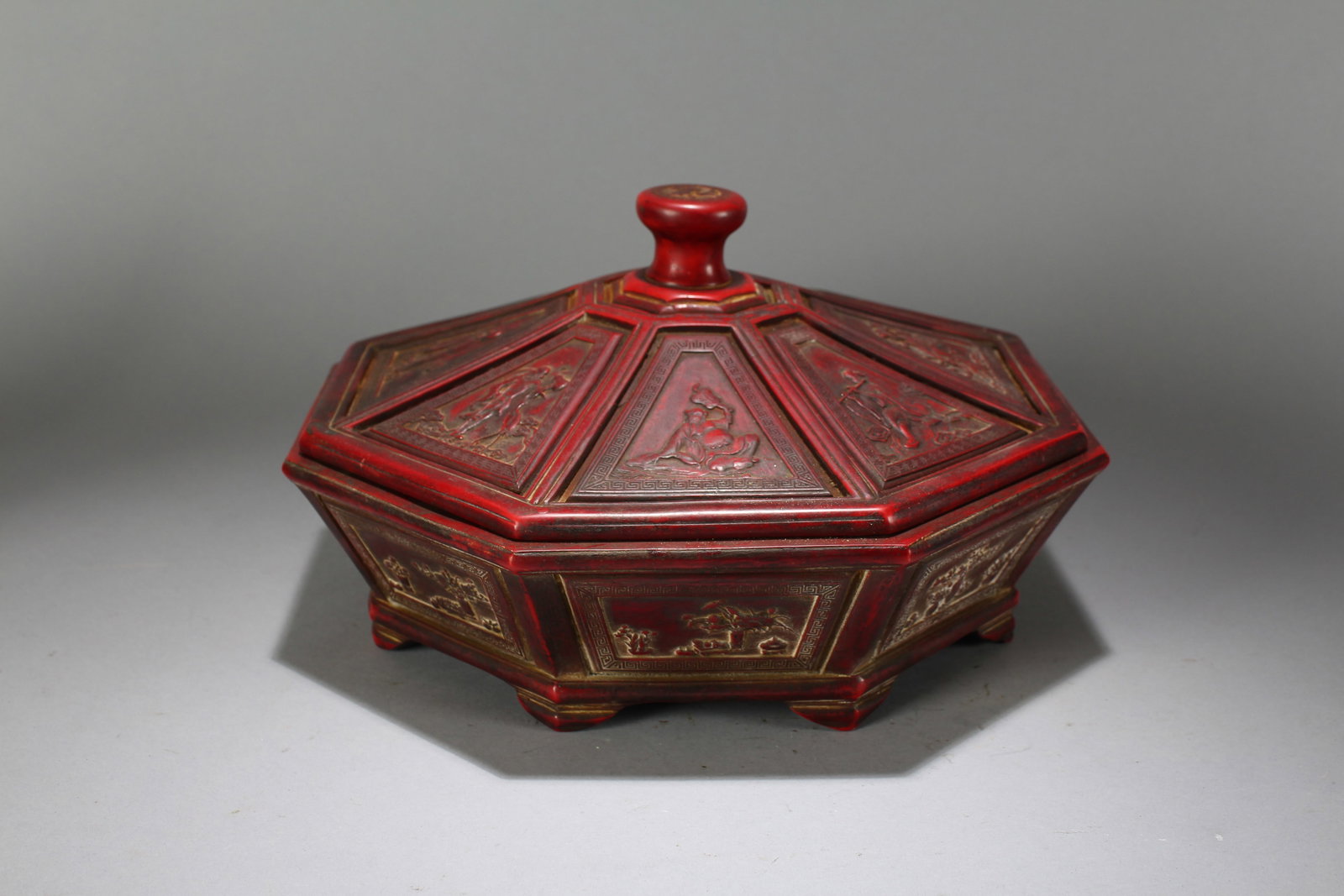A Chinese Lidded Fortune Lacquer Box: A Chinese Lidded Fortune Lacquer Box. Height : 6.5 (inch). Opening Diameter : 11.5 (inch).