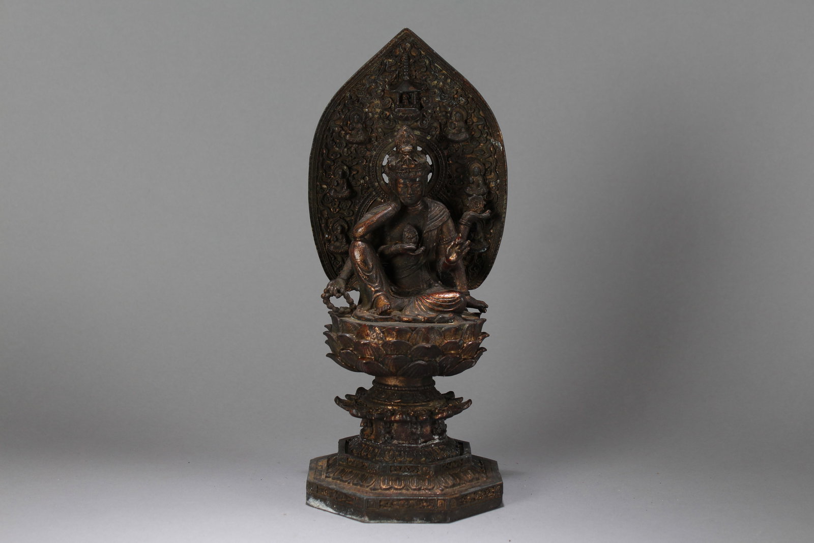 A Chinese Religious Vividly-detailed Buddha Statue: A Chinese Religious Vividly-detailed Buddha Statue. Height : 11 (inch). Opening Diameter : 5 (inch).