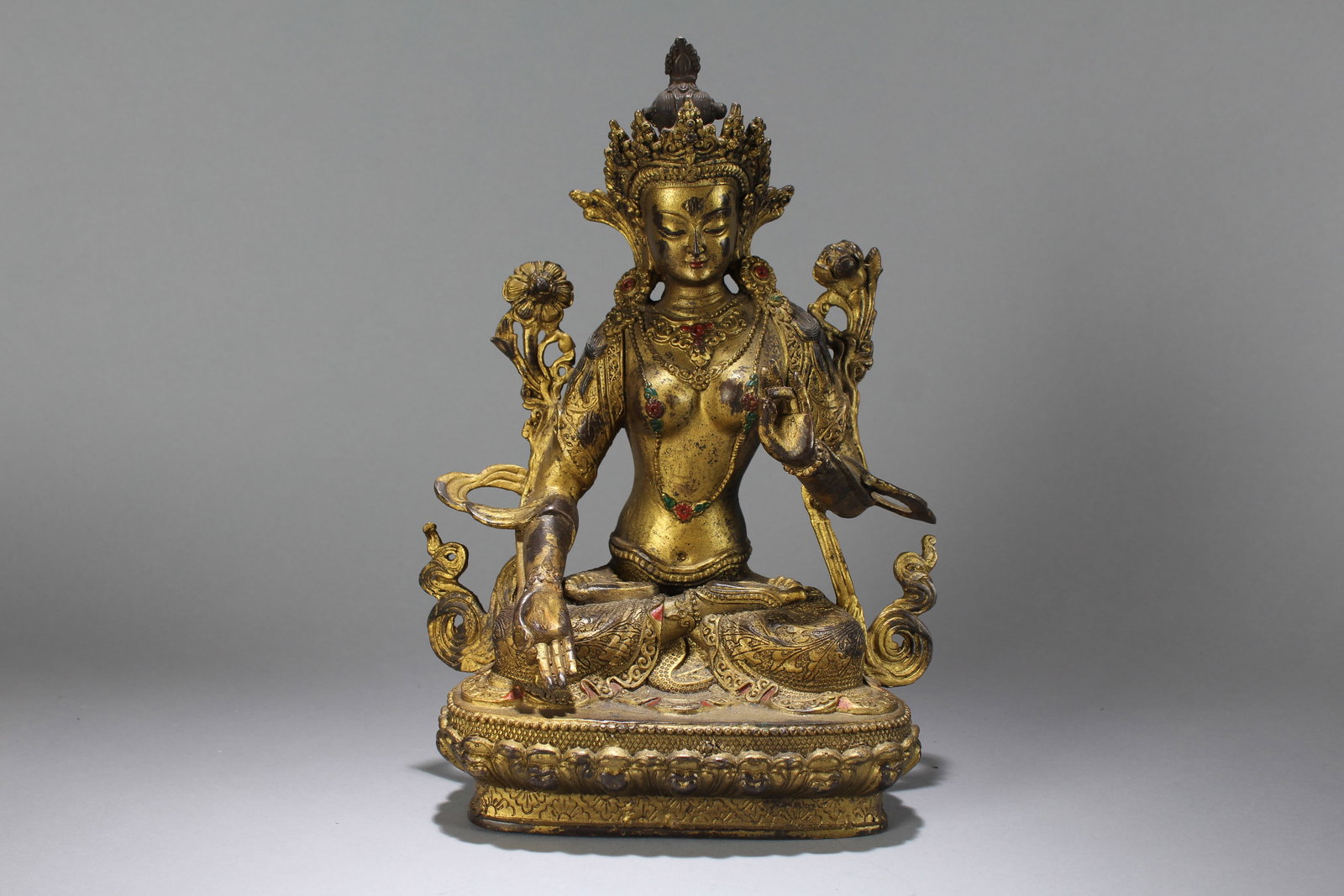 A Chinese Religious Fortune Buddha Statue: A Chinese Religious Fortune Buddha Statue. Height : 12 (inch). Width : 7 (inch). Length : 5 (inch).
