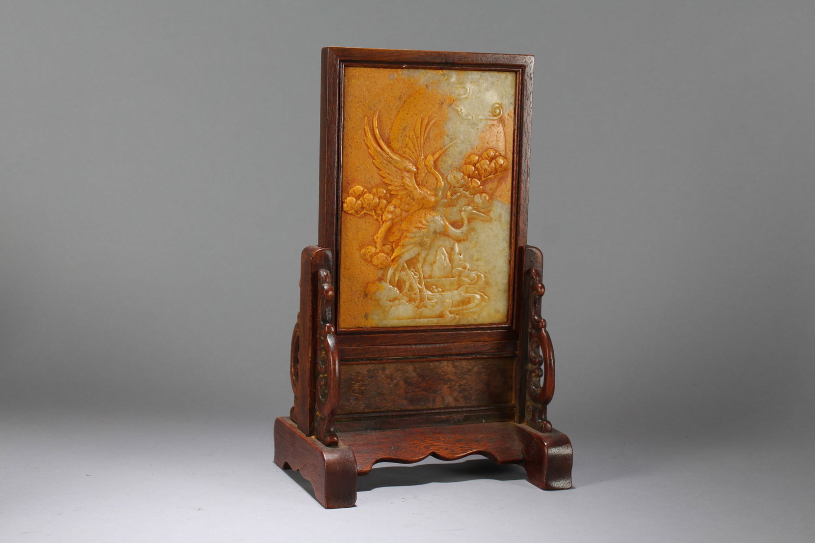 A Chinese Nature-sceen Jade-inserted Fortune Table Screen (1 of 5)