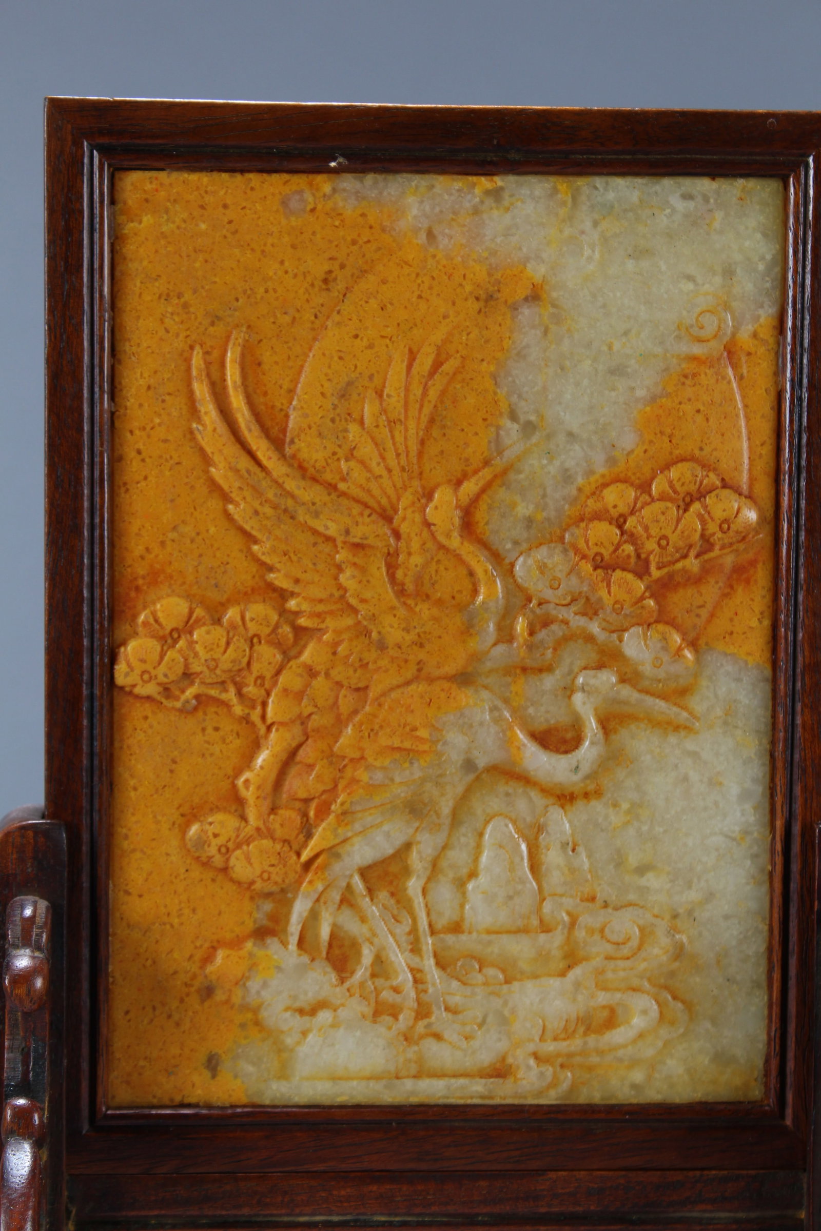 A Chinese Nature-sceen Jade-inserted Fortune Table Screen - 5