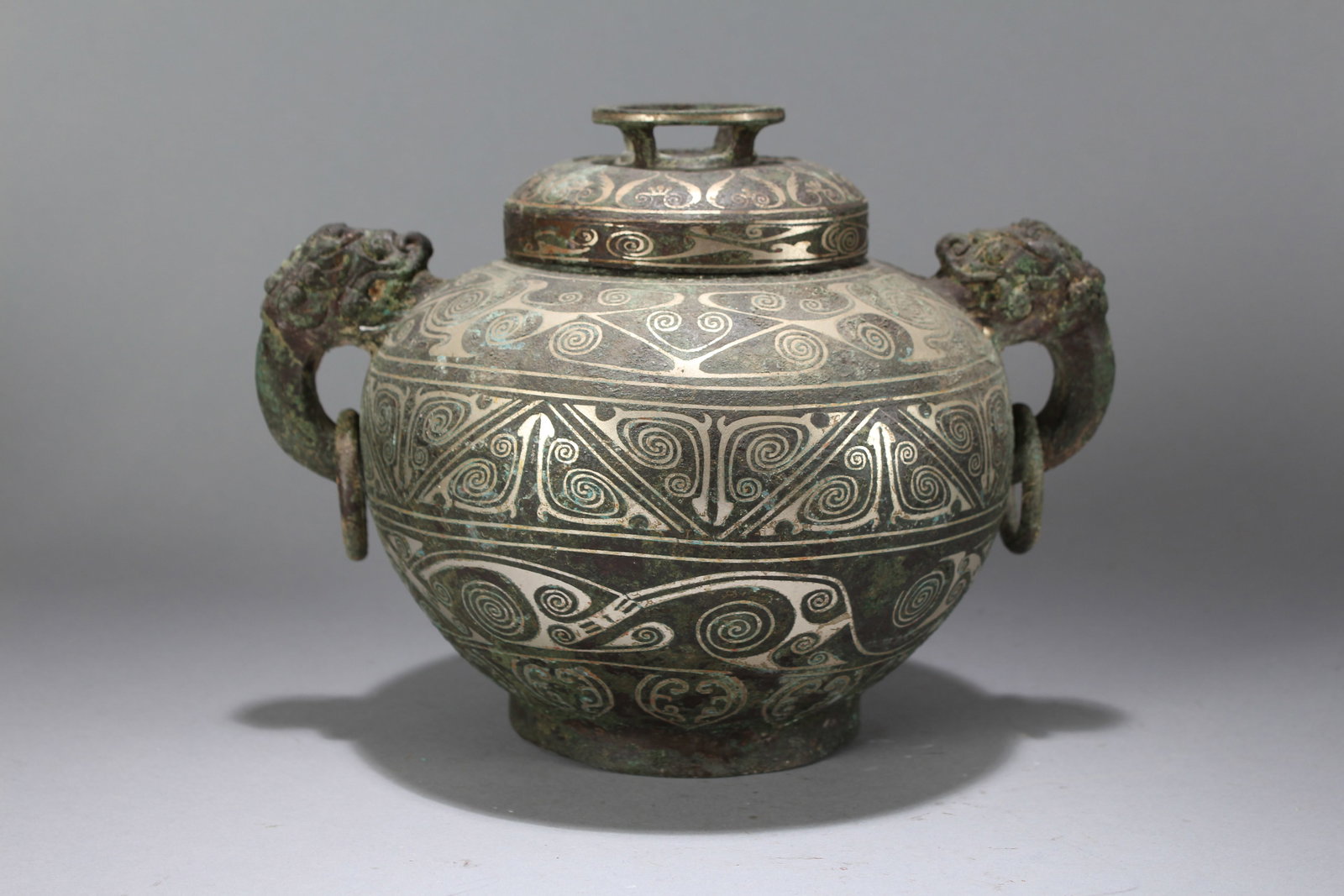 A Chinese Duo-opening Myth-beast Fortune Bronze Vessel: A Chinese Duo-opening Myth-beast Fortune Bronze Vessel. Height : 7 (inch). Opening Diameter : 9.5 (inch).