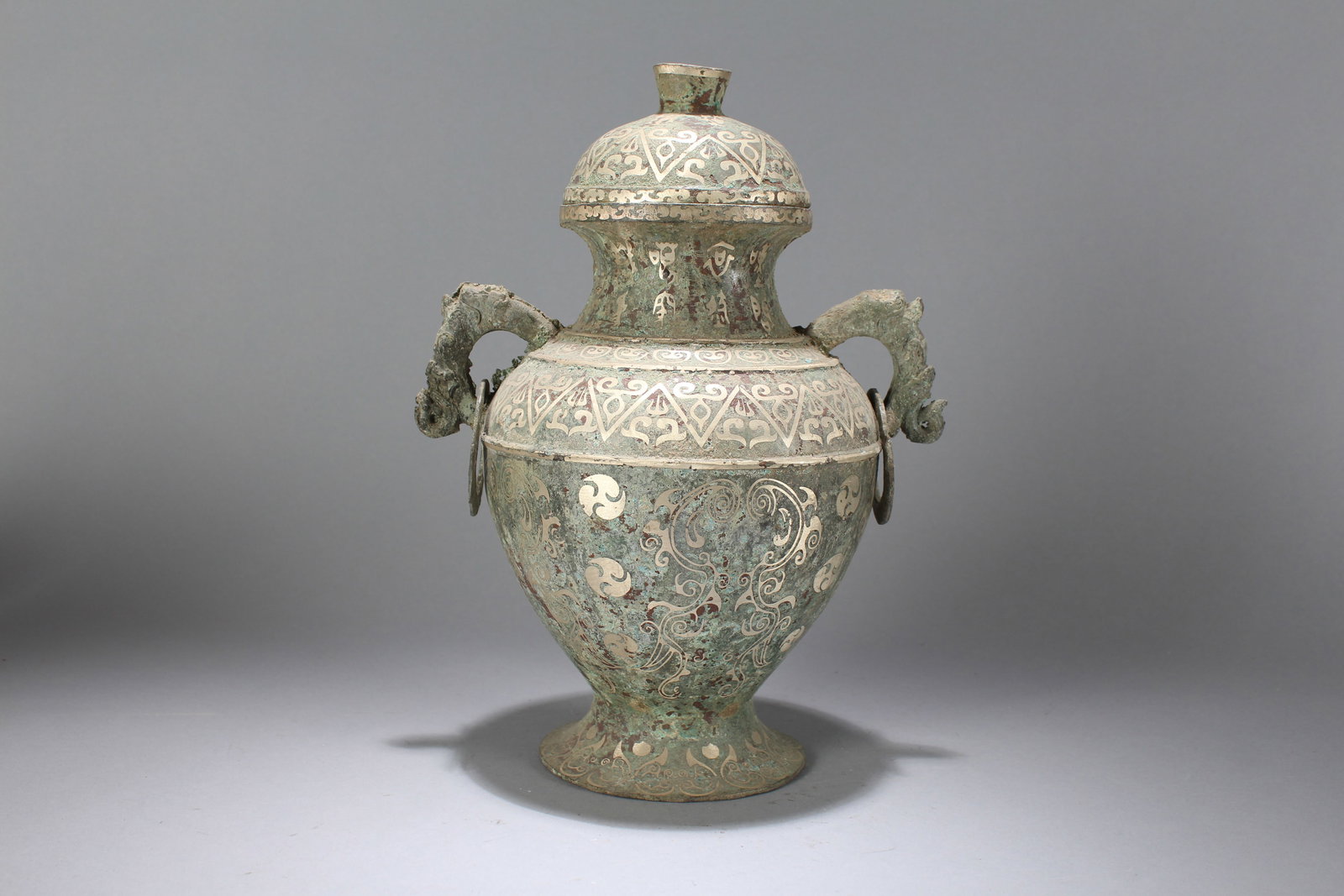 A Chinese Duo-opening Fortune Bronze Vessel: A Chinese Duo-opening Fortune Bronze Vessel. Height : 12.5 (inch). Opening Diameter : 9 (inch).