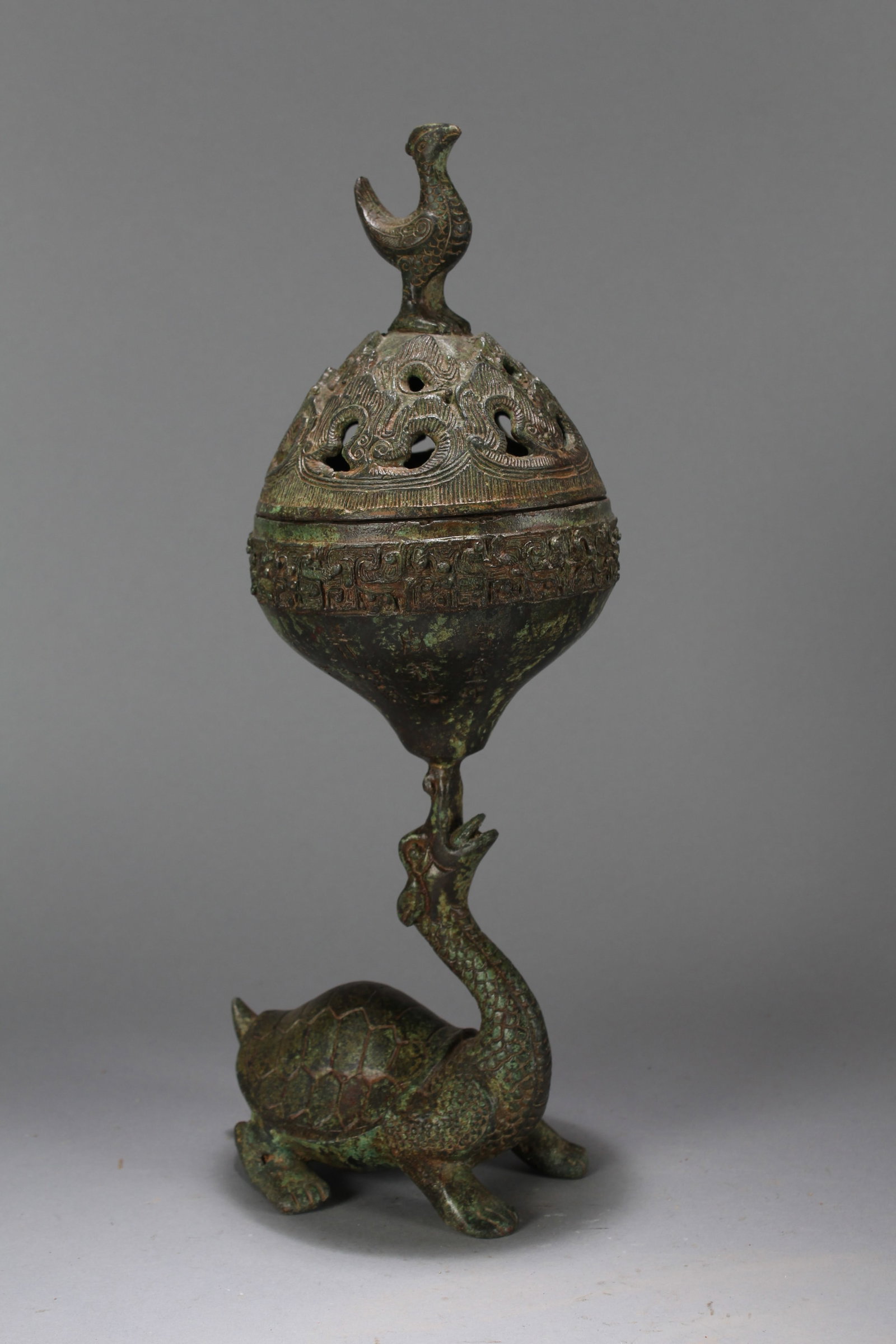 A Chinese Religious Myth-beast Religious Fortune Bronze Vessel: A Chinese Religious Myth-beast Religious Fortune Bronze Vessel. Height : 14.25 (inch). Opening Diameter : 5 (inch).