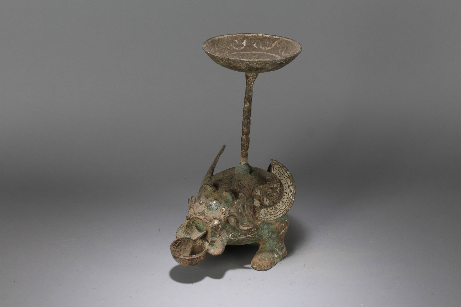 A Chinese Religious Myth-beast Fortune Bronze Vessel: A Chinese Religious Myth-beast Fortune Bronze Vessel. Height : 11.5 (inch). Width : 9 (inch). Length : 6 (inch).