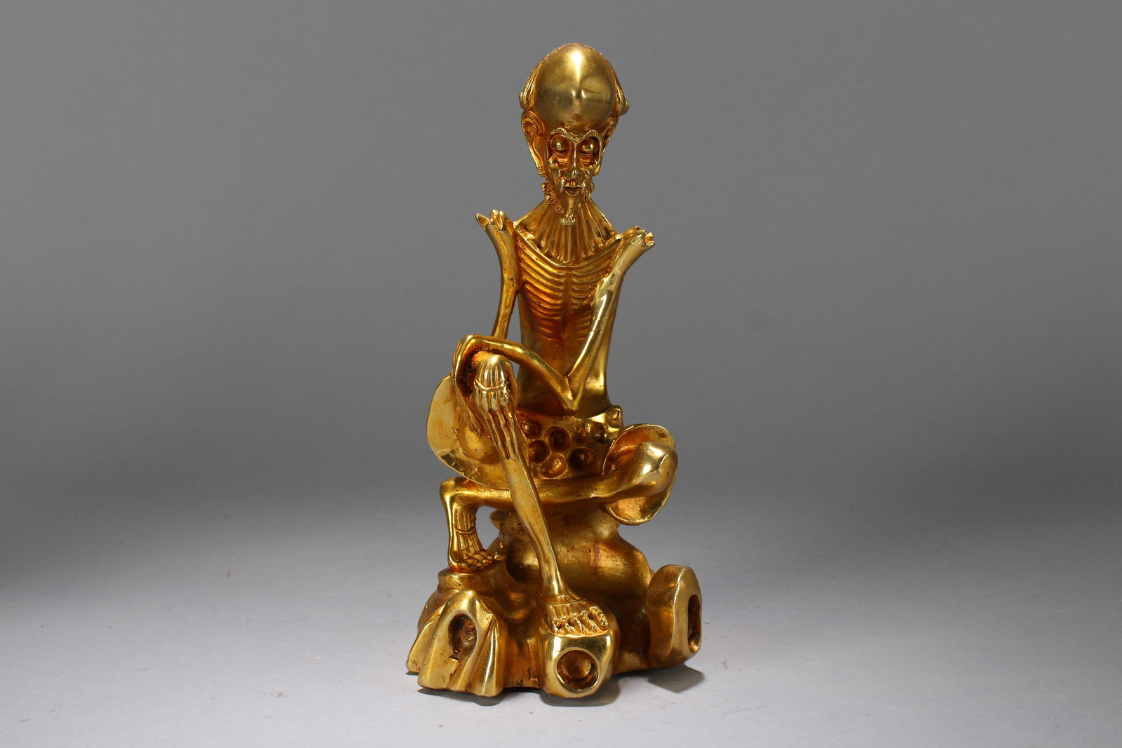 A Chinese Religious Gilt Fortune Buddha Statue: A Chinese Religious Gilt Fortune Buddha Statue. Height : 8.75 (inch). Width : 4 (inch).