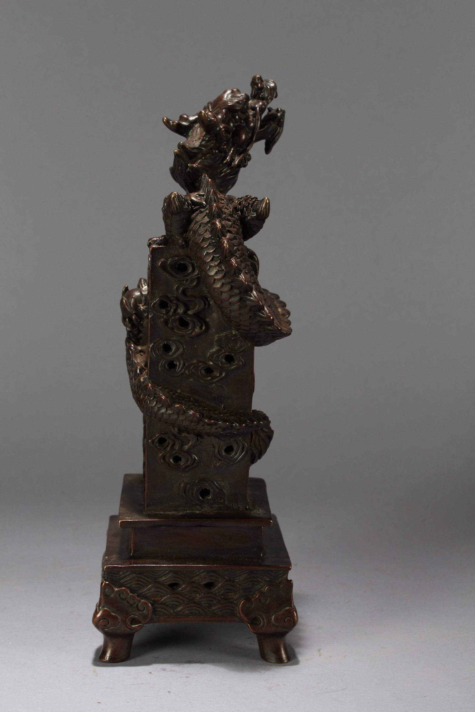 A Chinese Myth-beast Square-based Fortune Statue - 2