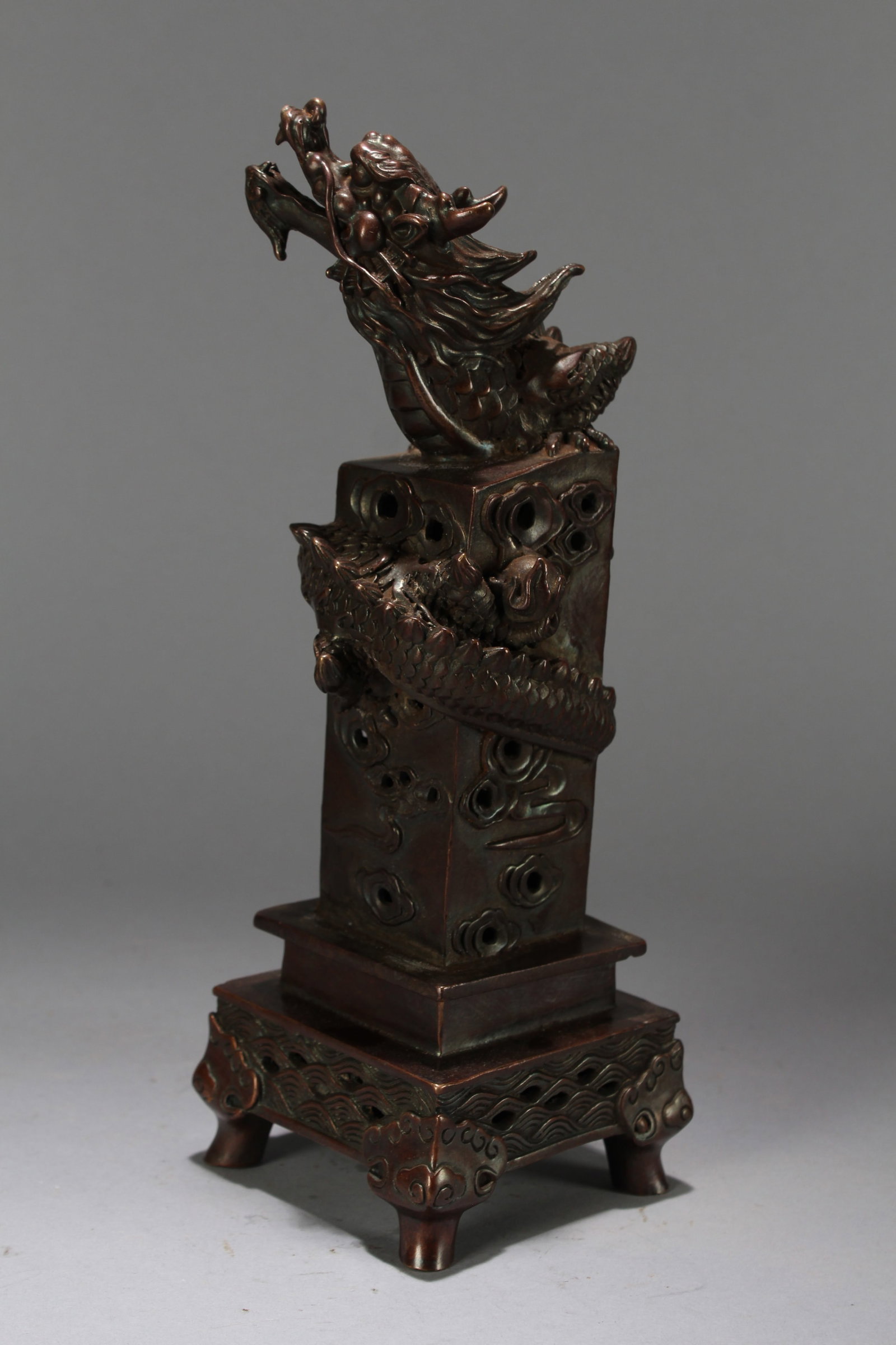 A Chinese Myth-beast Square-based Fortune Statue - 3