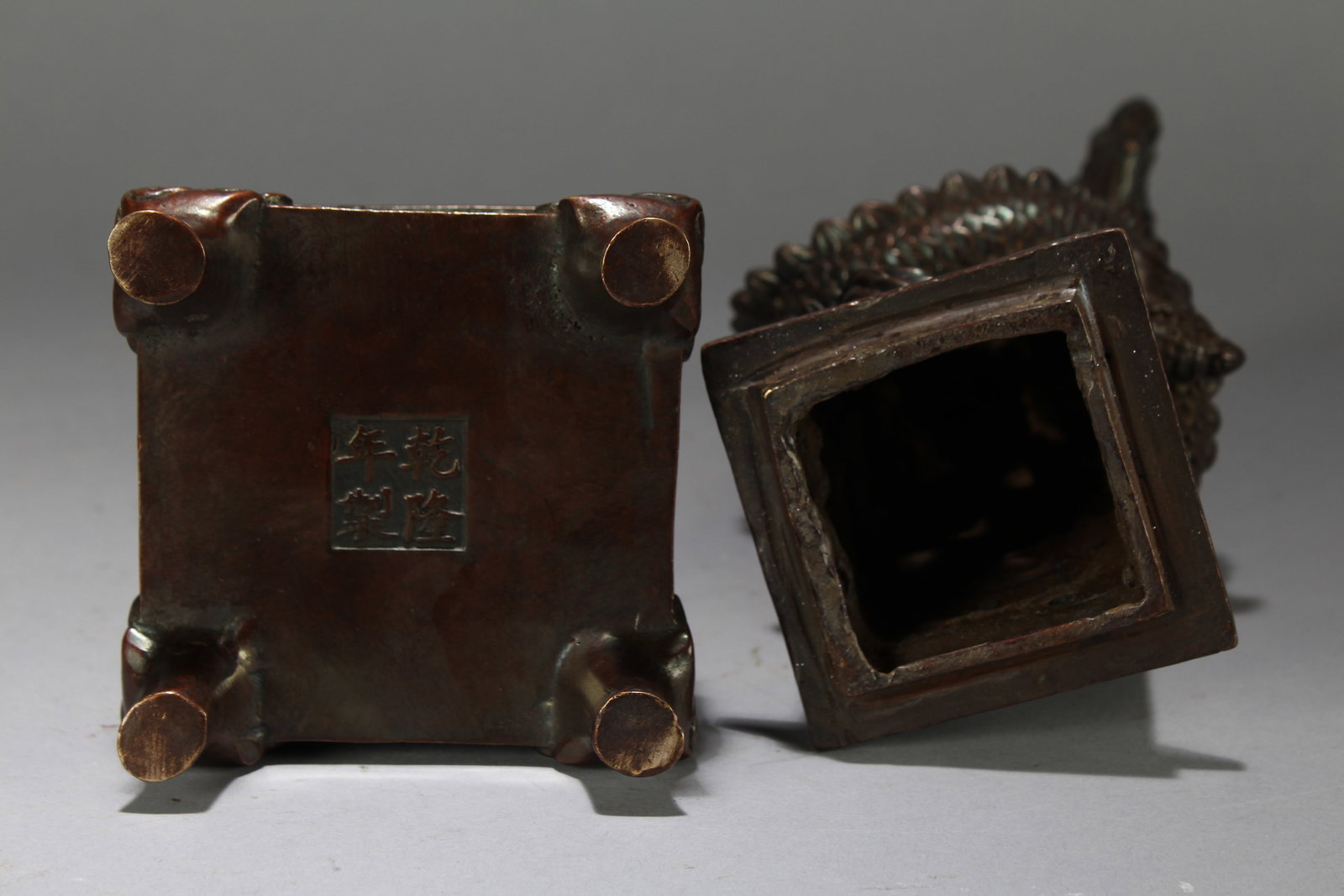 A Chinese Myth-beast Square-based Fortune Statue - 5