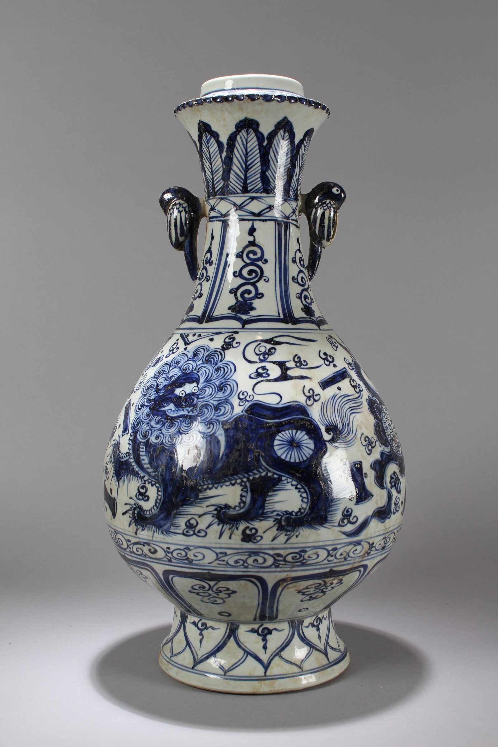 A Chinese Duo-opening Porcelain Massive Fortune Vase: A Chinese Duo-opening Porcelain Massive Fortune Vase. Height: 19.75 (inch). Opening Diameter: 10 (inch)