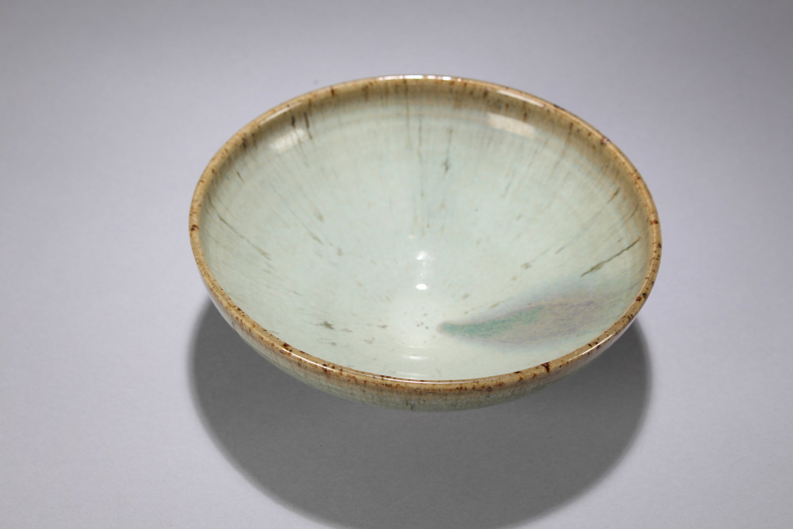 A Chinese Religious Fortune Color-changed Jun Porcelain Bowl: A Chinese Religious Fortune Color-changed Jun Porcelain Bowl. Height : 2.75 (inch). Width : 7 (inch). Length : 7 (inch).
