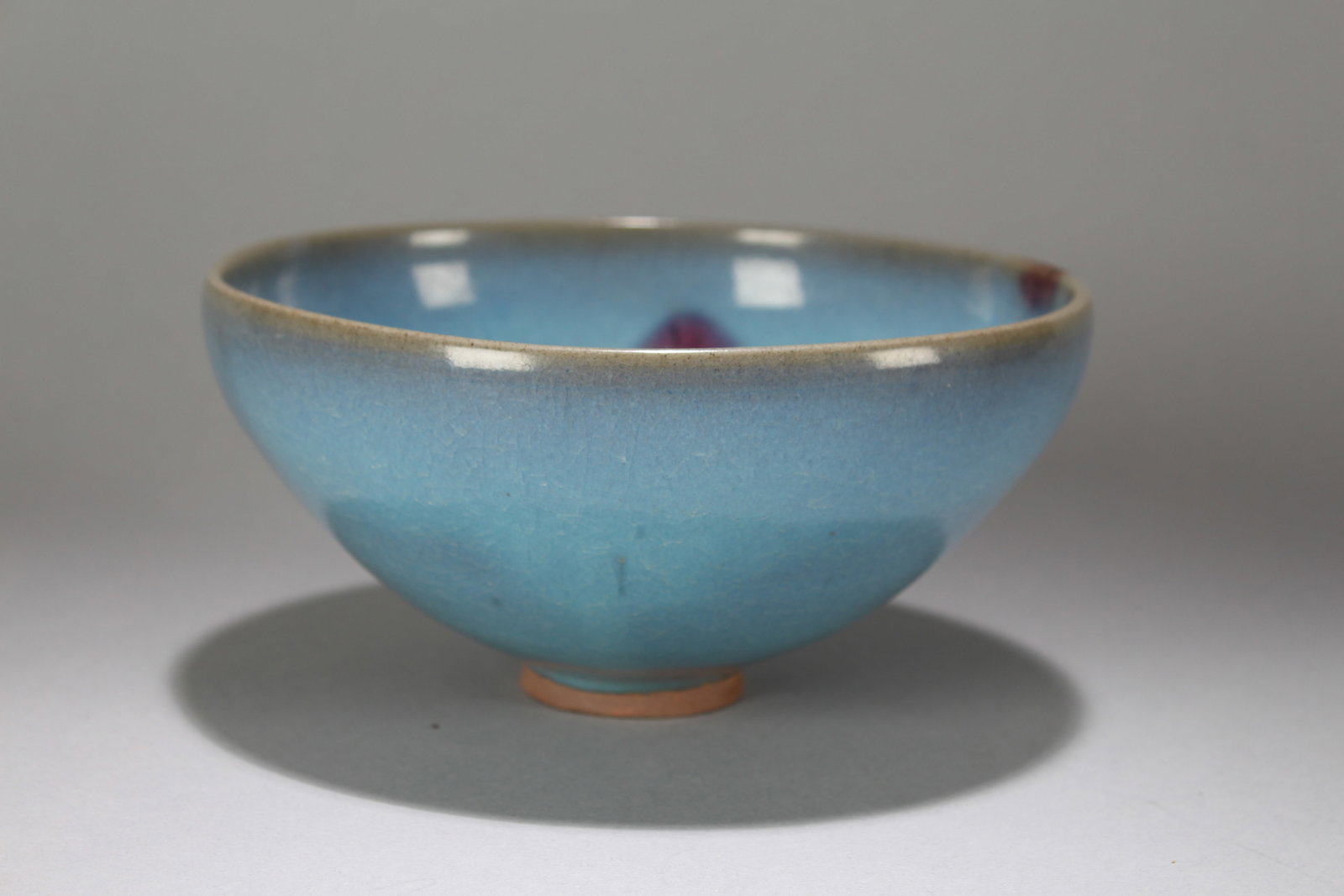 A Chinese Religious Fortune Color-changed Jun Porcelain Bowl: A Chinese Religious Fortune Color-changed Jun Porcelain Bowl. Height : 3.5 (inch). Width : 7 (inch). Length : 7 (inch).