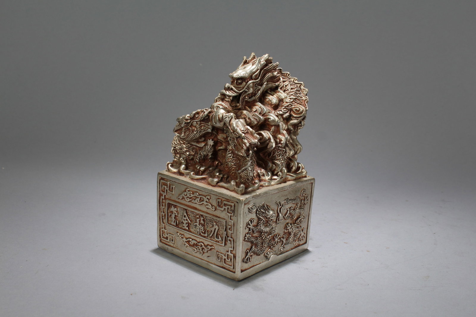 A Chinese Square-based Religious Fortune Seal: A Chinese Square-based Religious Fortune Seal. Height: 6.5 (inch). Length: 3.75 (inch). Width: 3.75 (inch).