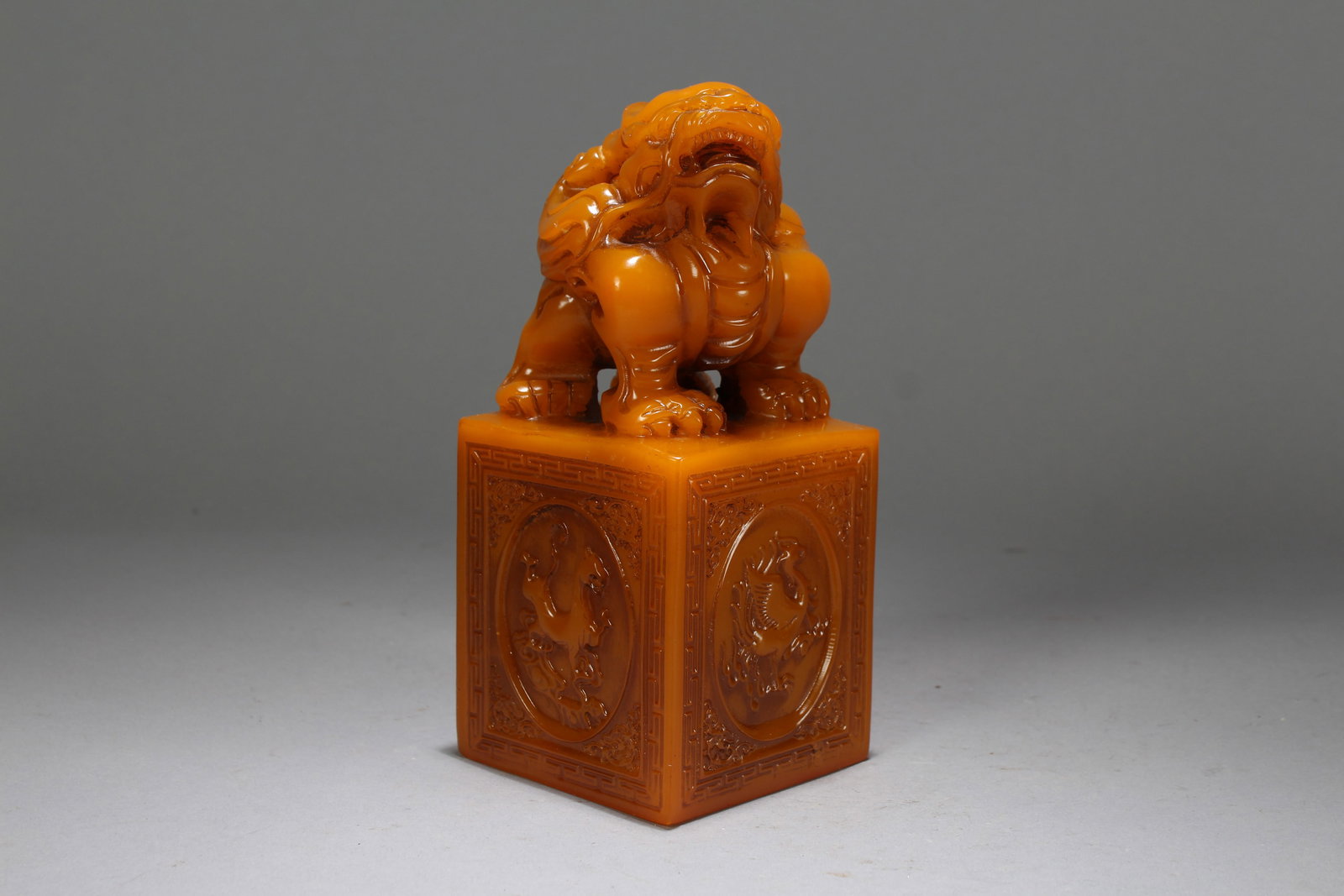 A Chinese Myth-beast Fortune Vivildy-detailed Soapstone Seal: A Chinese Myth-beast Fortune Vivildy-detailed Soapstone Seal. Height: 7.25 (inch). Length: 3 (inch). Width: 3 (inch).