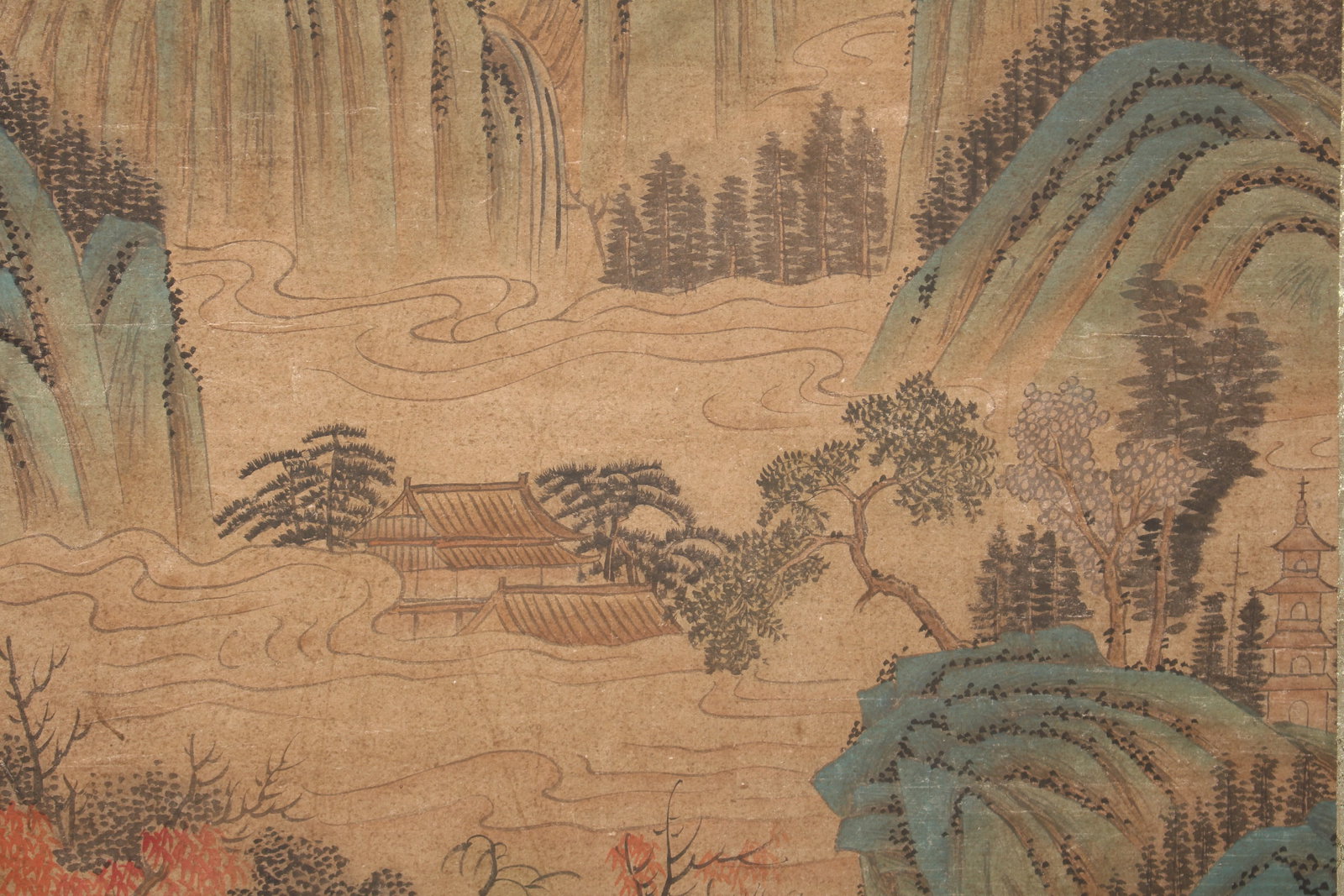 A Chinese Blue-coding Mountain-view Poetry-framing Scroll - 4