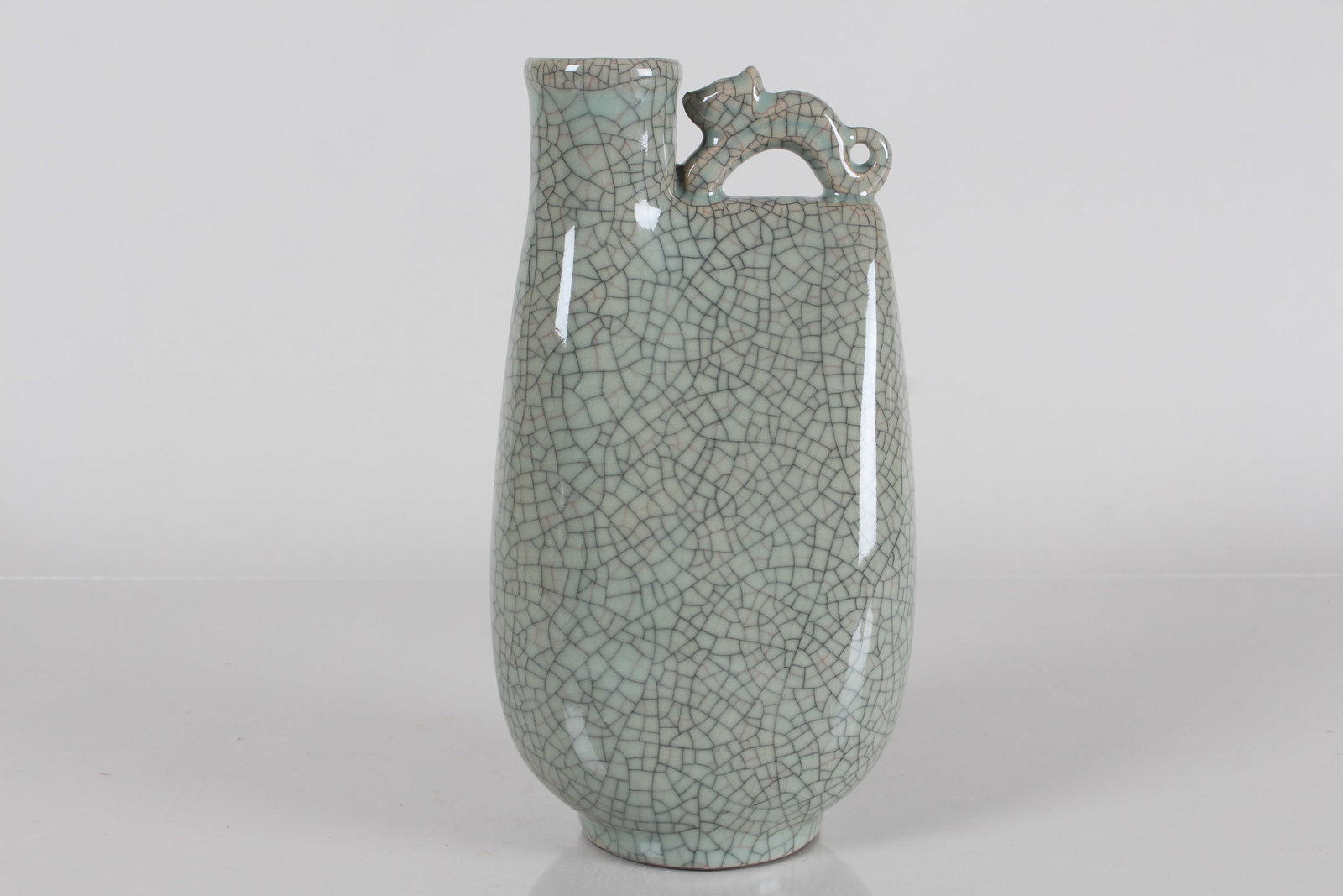 A Chinese Crack-glaze Porcelain Fortune Vase: A Chinese Crack-glaze Porcelain Fortune Vase . Height: 8.75 (inch).