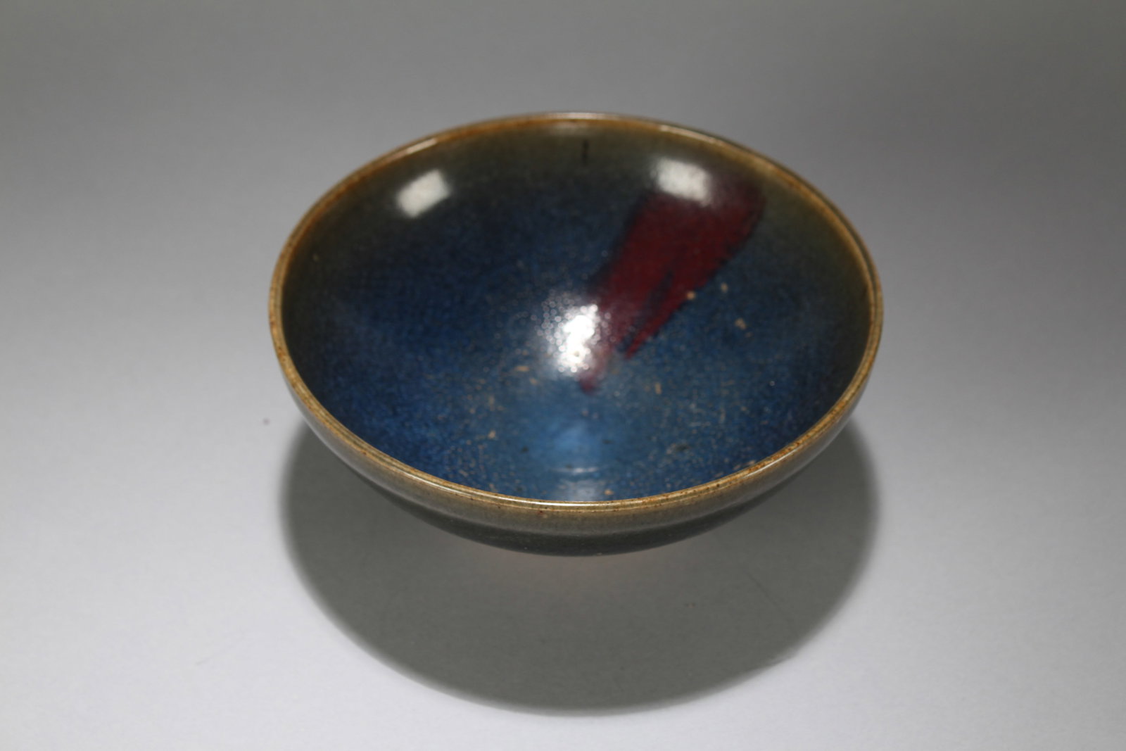 A Chinese Religious Fortune Color-changed Jun Porcelain Bowl: A Chinese Religious Fortune Color-changed Jun Porcelain Bowl. Height : 3 (inch). Opening Diameter : 6.5 (inch).