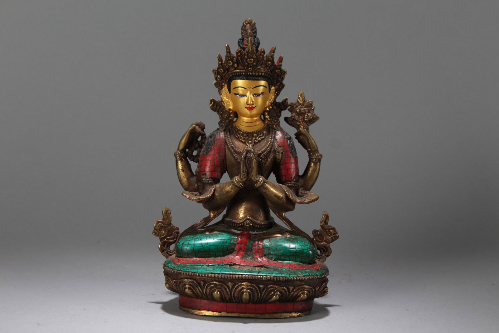 A Chinese Religious Fortune Buddha Statue: A Chinese Religious Fortune Buddha Statue. Height : 9 (inch). Width : 6 (inch). Length : 4.1 (inch).