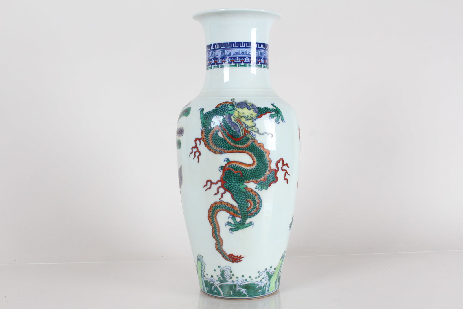 A Chinese Dragon-decorating Porcelain Fortune Vase: A Chinese Dragon-decorating Porcelain Fortune Vase . Height: 13.75 (inch).