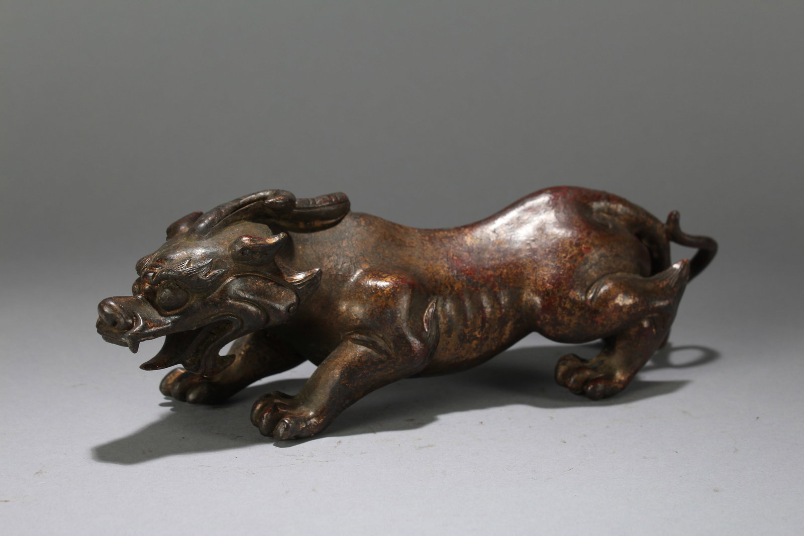 A Chinese Anicent-framing Myth-beast Fortune Statue: A Chinese Anicent-framing Myth-beast Fortune Statue. Height : 10 (inch). Width : 3 (inch). Length : 2.5 (inch).