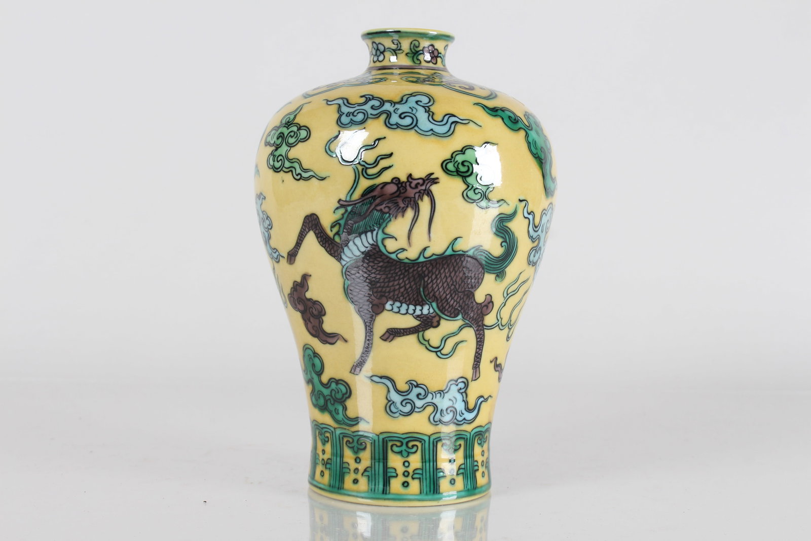 A Chinese Myth-beast Porcelain Fortune Vase: A Chinese Myth-beast Porcelain Fortune Vase . Height: 6.75 (inch).