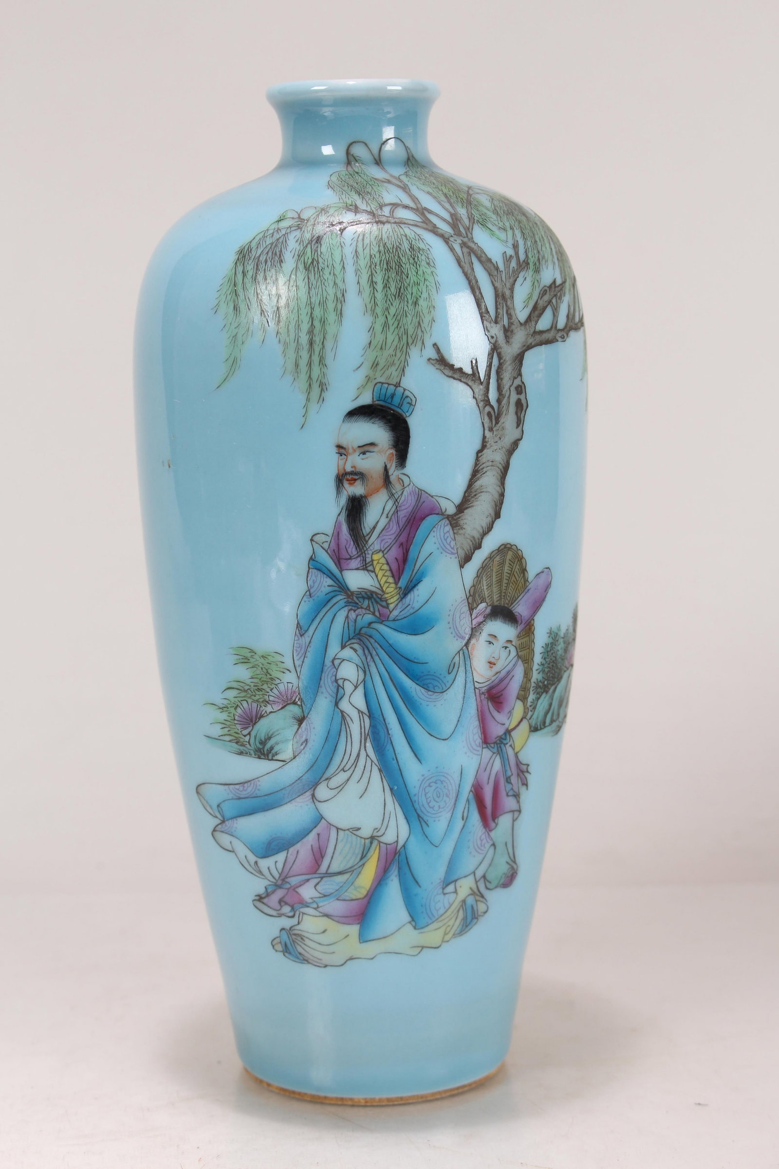 A Chinese Story-telling Blue-coding Porcelain Fortune Vase: A Chinese Story-telling Blue-coding Porcelain Fortune Vase . Height: 9.5 (inch).