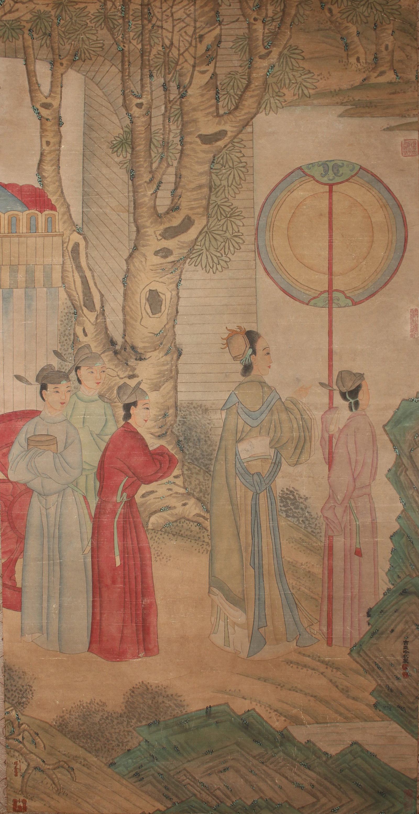 A Chinese Story-telling Portrait Fortune Scroll: A Chinese Story-telling Portrait Fortune Scroll . Length: 50(inch). Width: 25 (inch).