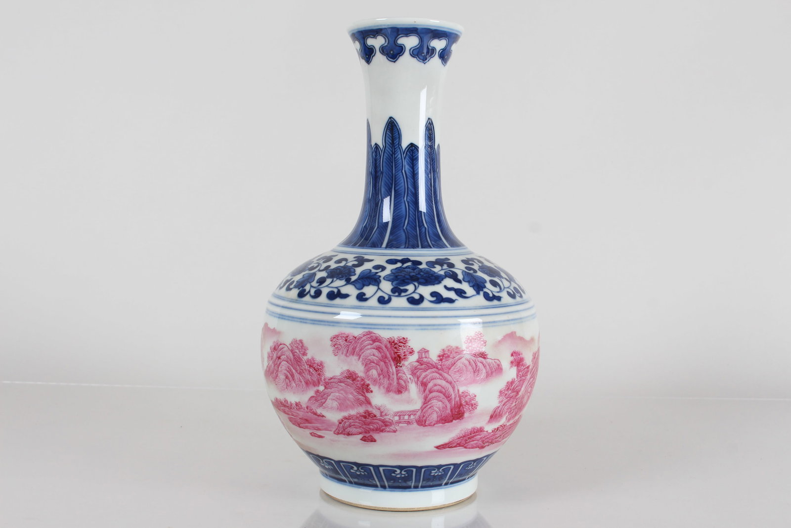 A Chinese Mountain-view Porcelain Fortune Vase: A Chinese Mountain-view Porcelain Fortune Vase . Height: 9.5 (inch).