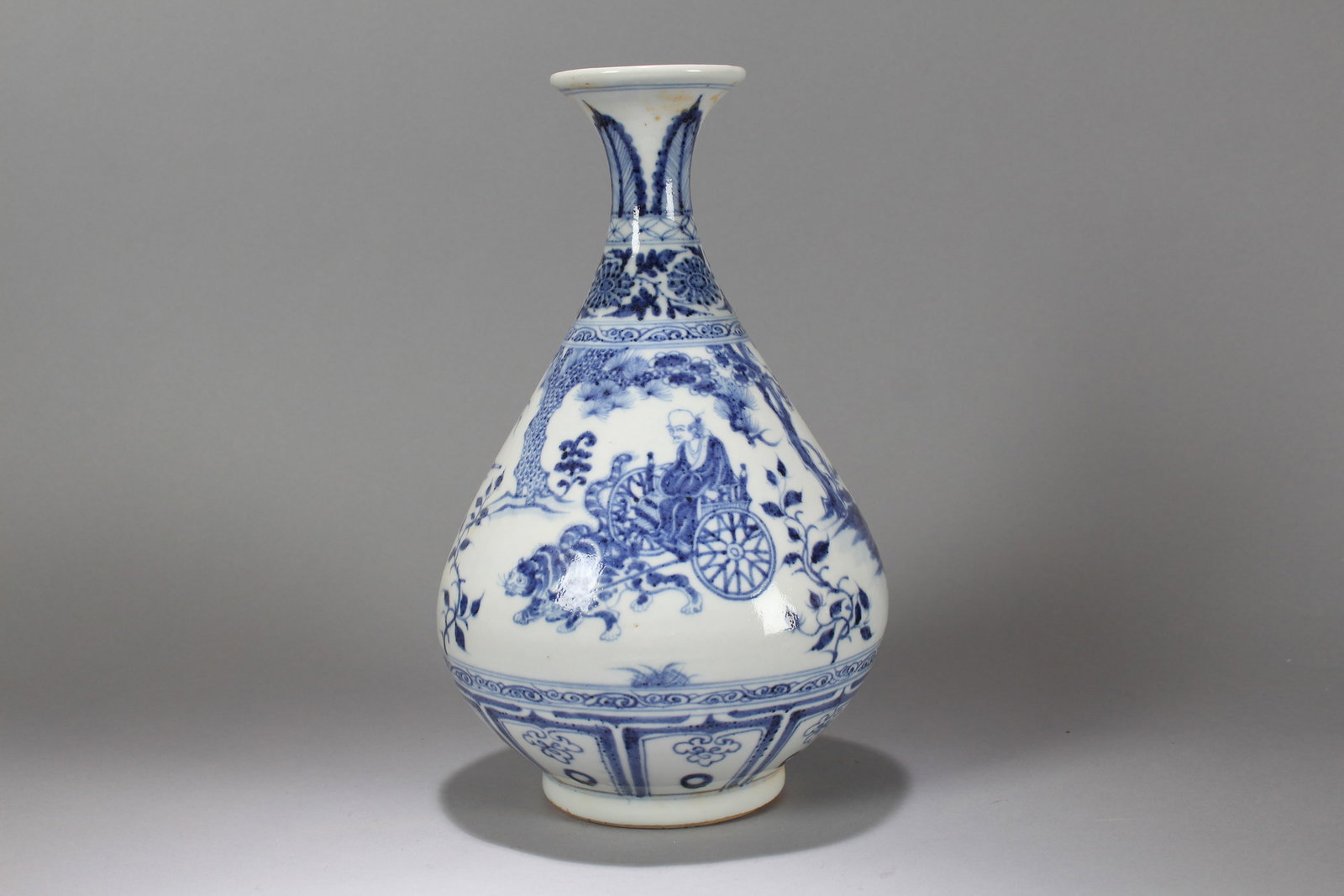 A Chinese Blue and White Story-telling Porcelain Fortune Vase: A Chinese Blue and White Story-telling Porcelain Fortune Vase. Height: 12.75 (inch). Width: 7.5 (inch).