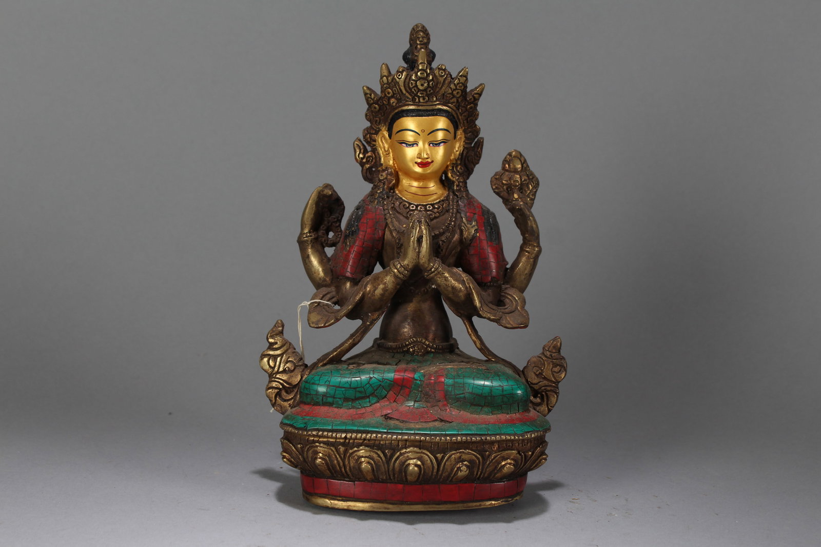 A Chinese Religious Fortune Buddha Statue: A Chinese Religious Fortune Buddha Statue. Height : 9 (inch). Width : 6 (inch). Length : 4 (inch).