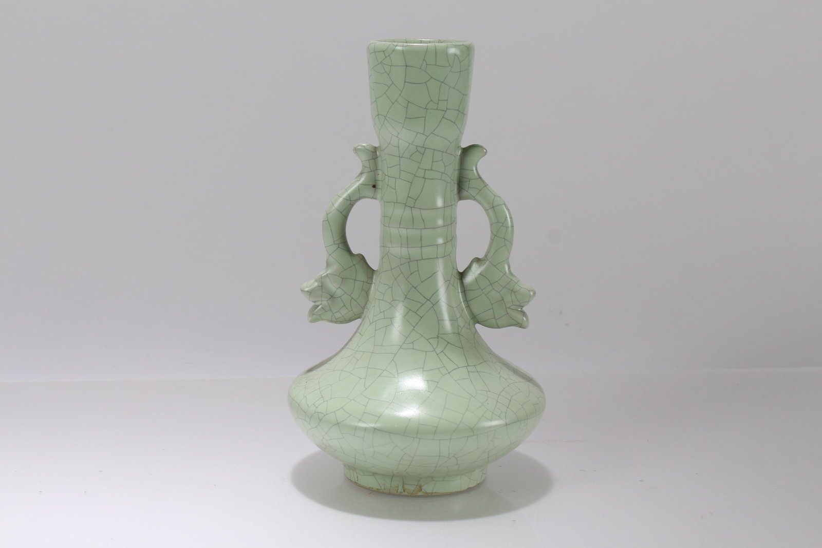 A Chinese Duo-handling Porcelain Fortune Vase: A Chinese Duo-handling Porcelain Fortune Vase. Height: 7.5 (inch).