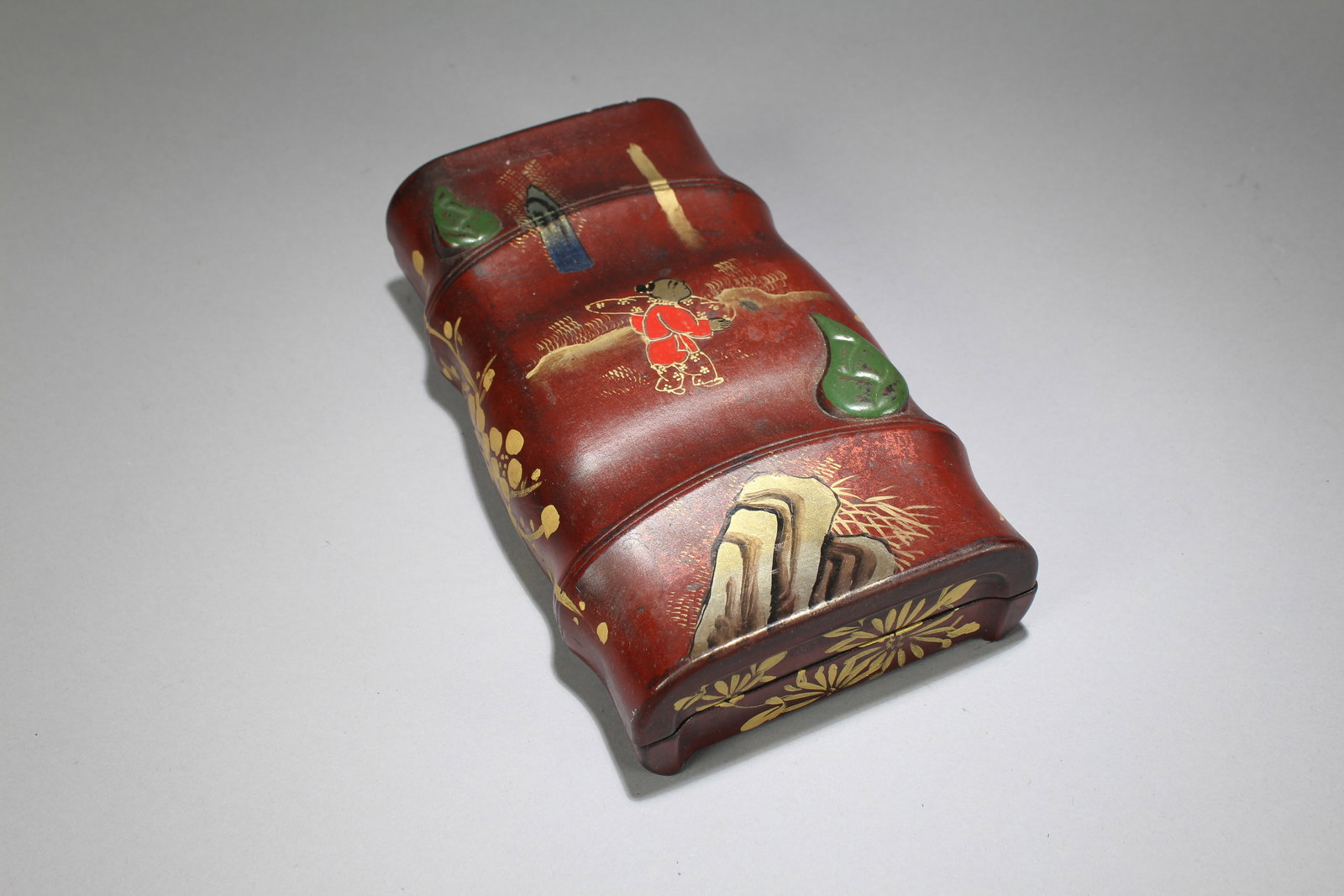 A Chinese Lidded Fortune Inkstone: A Chinese Lidded Fortune Inkstone. Height: 2.25 (inch). Length: 9 (inch). Width: 5.5 (inch).