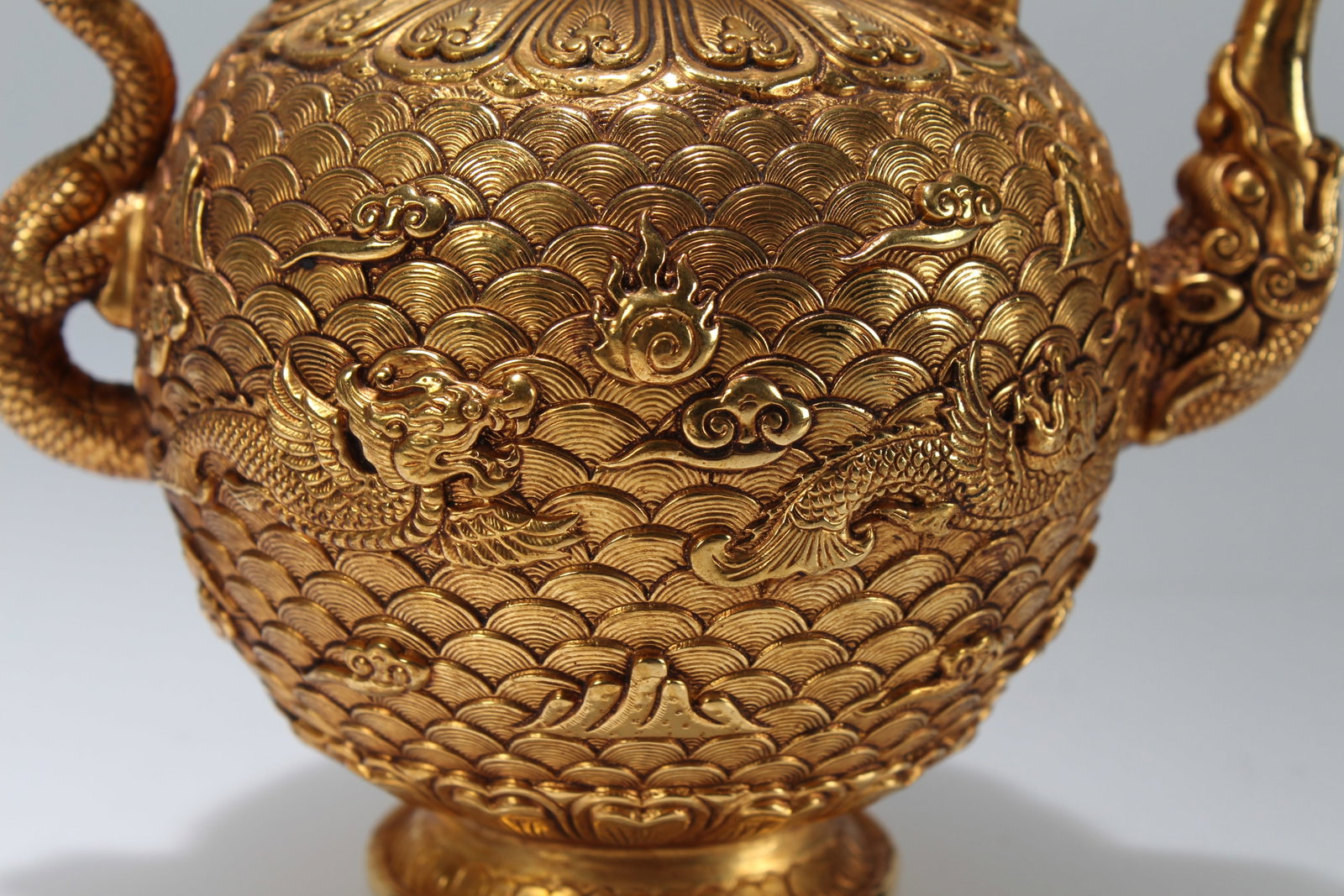 A Chinese High-handled Fortune Gilt Tea Pot - 3